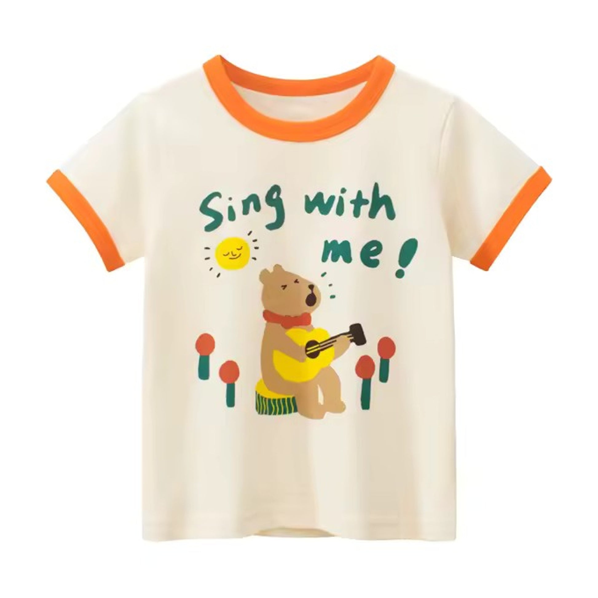 Sing With Me Tee, girls baby and toddler t-shirt detail view, professional product photo on white background