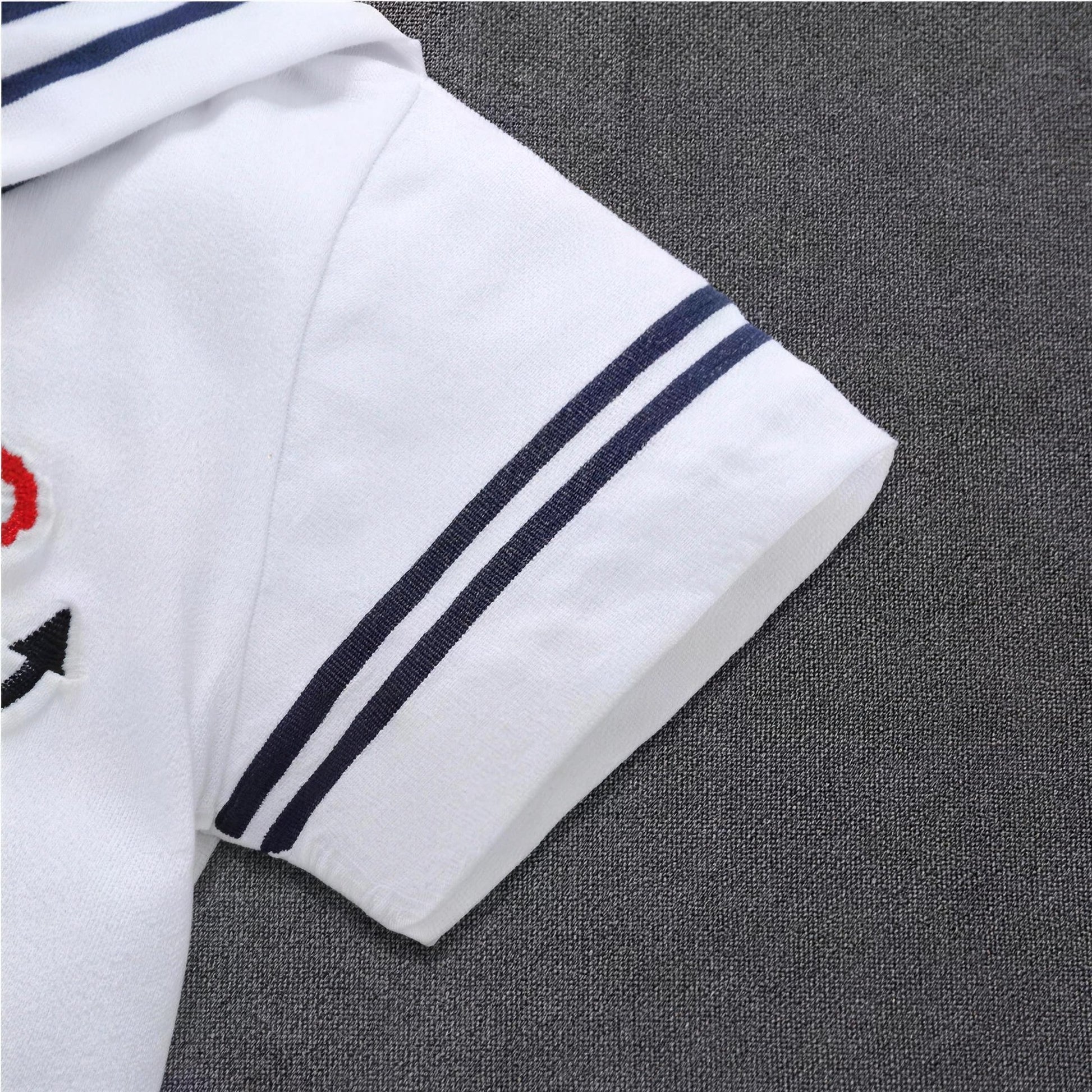 Sailor Anchor Romper - sleeve and anchor patch detail