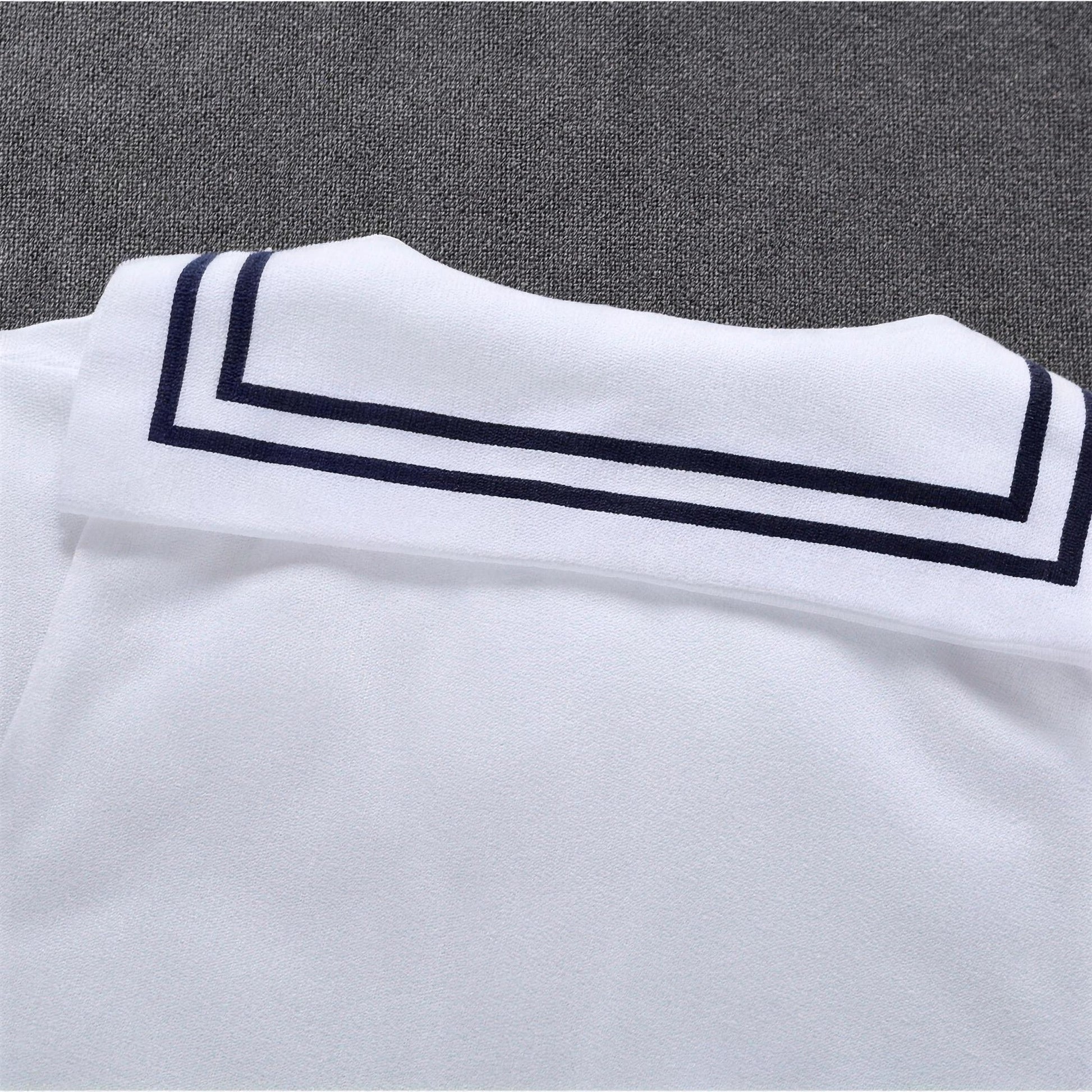 Sailor Anchor Romper - sleeve stripe trim detail