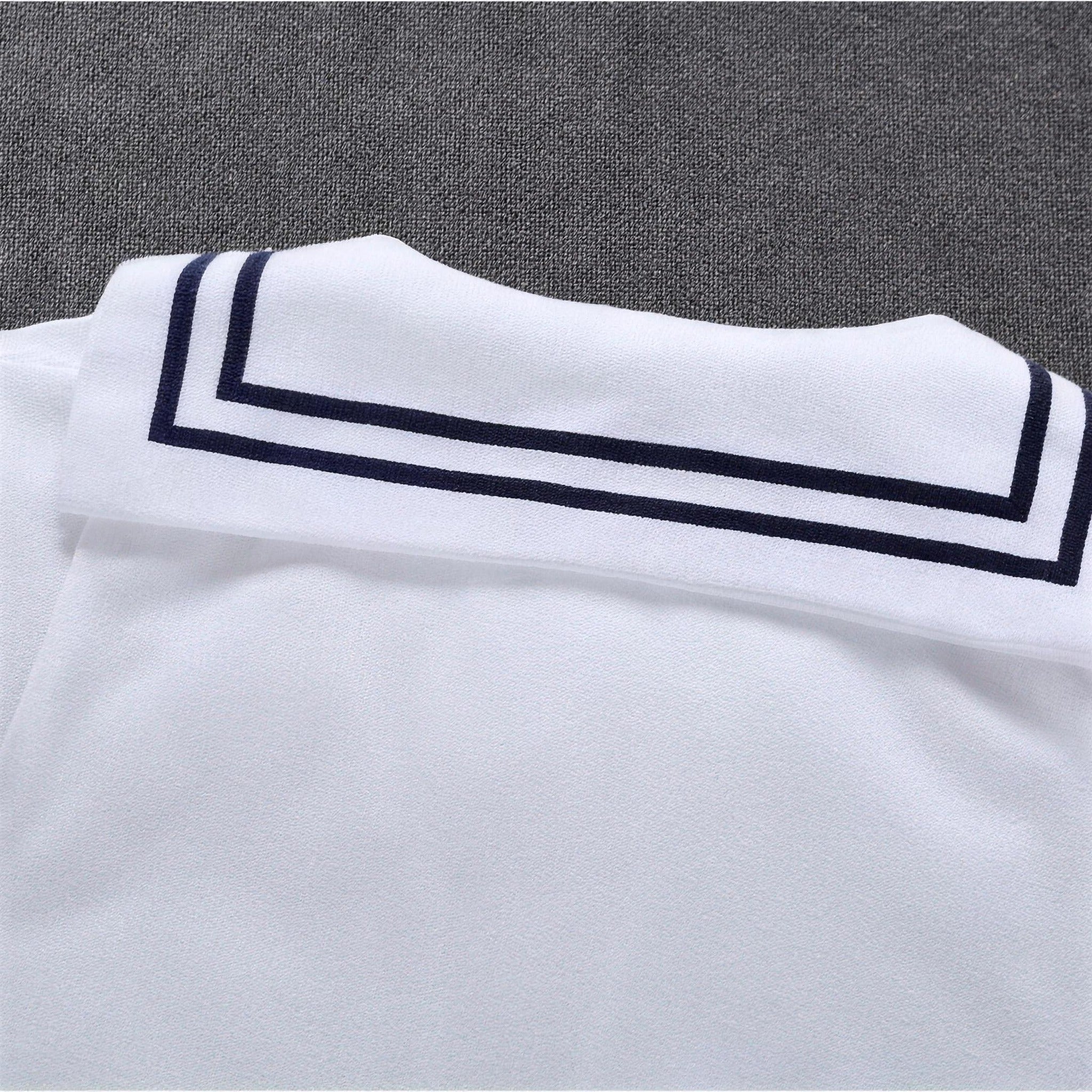 Sailor Anchor Romper - sleeve stripe trim detail