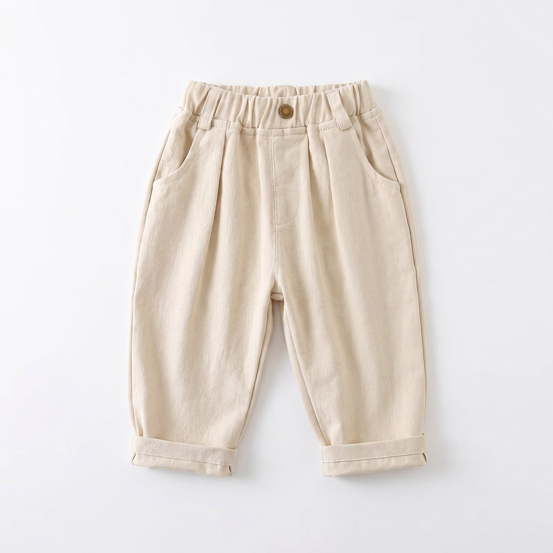 Pleated Straight Leg Pants - Beige, professional product photo