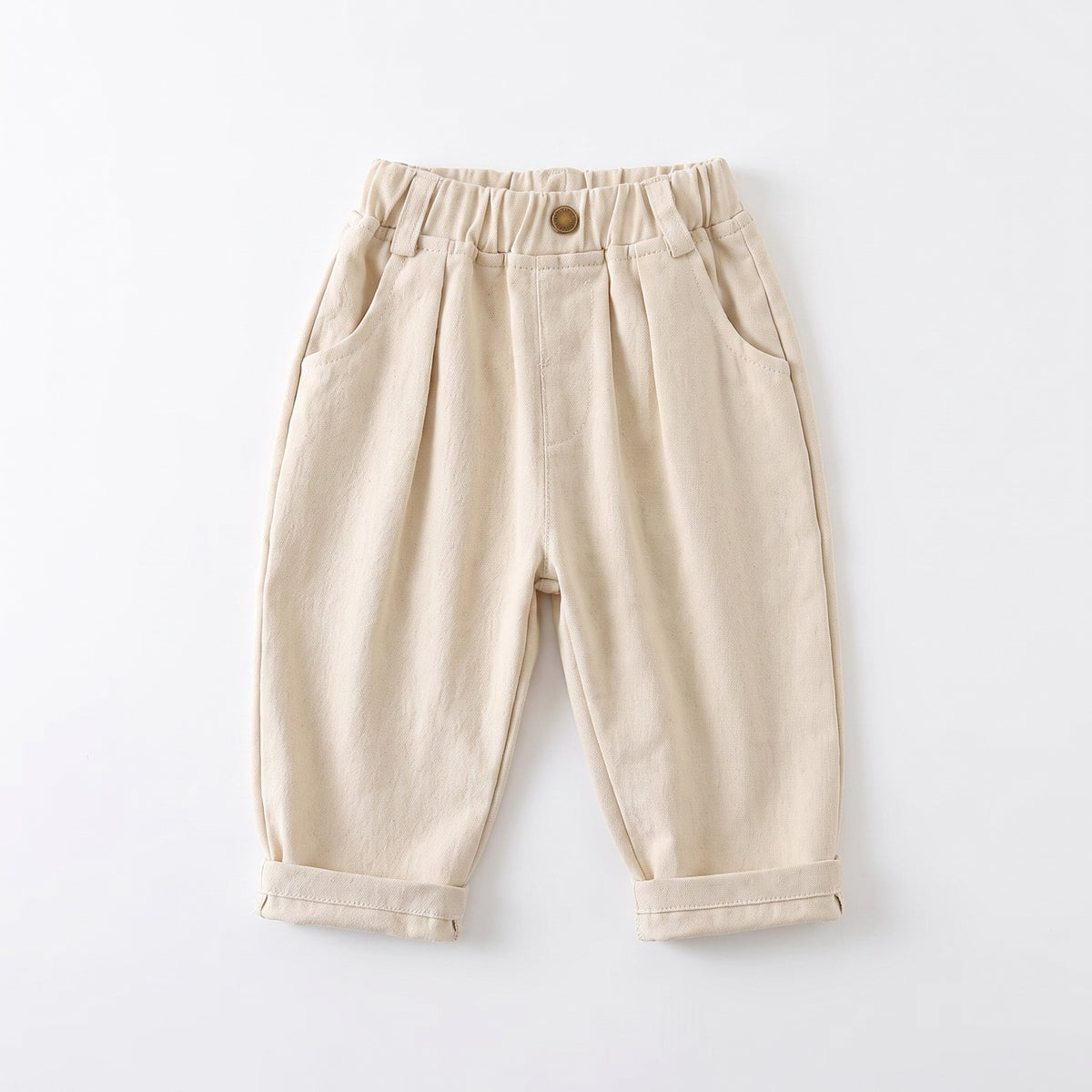 Pleated Straight Leg Pants - Beige, professional product photo