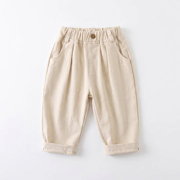 Pleated Straight Leg Pants - Beige, professional product photo