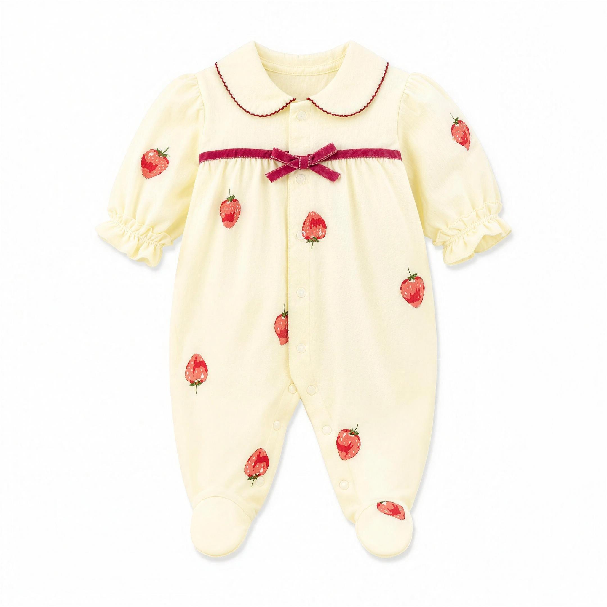 Strawberry Bow Footed Pajama - professional studio photo