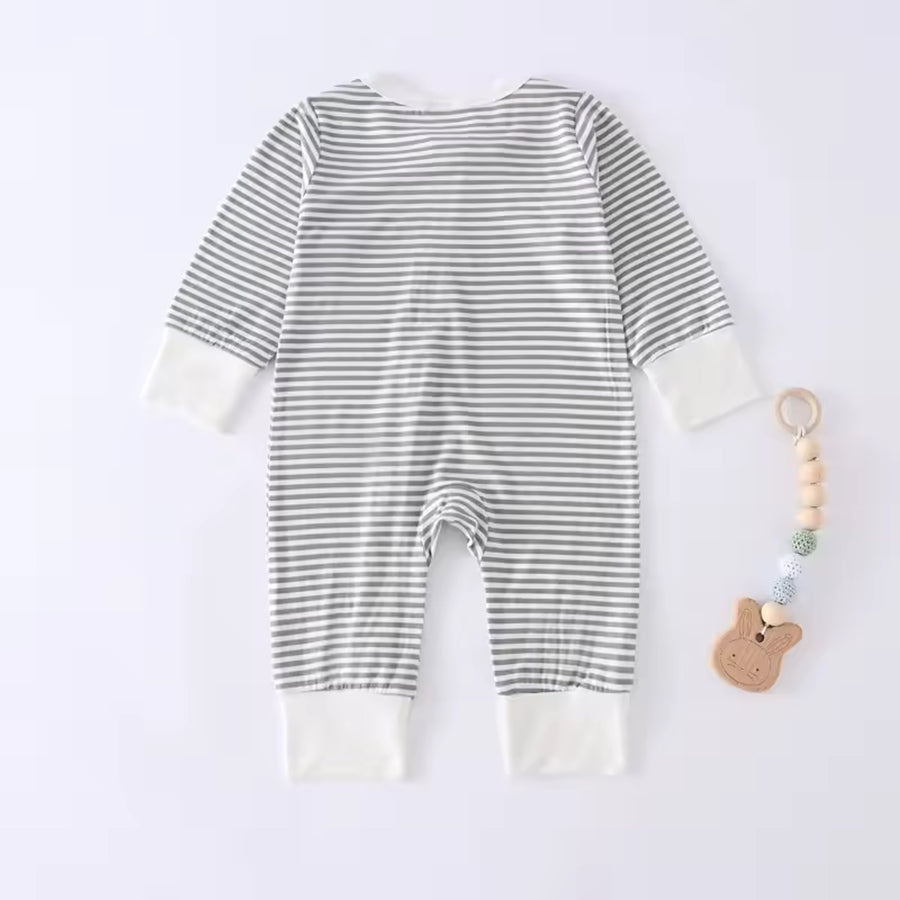 Grey Stripe Bamboo Romper