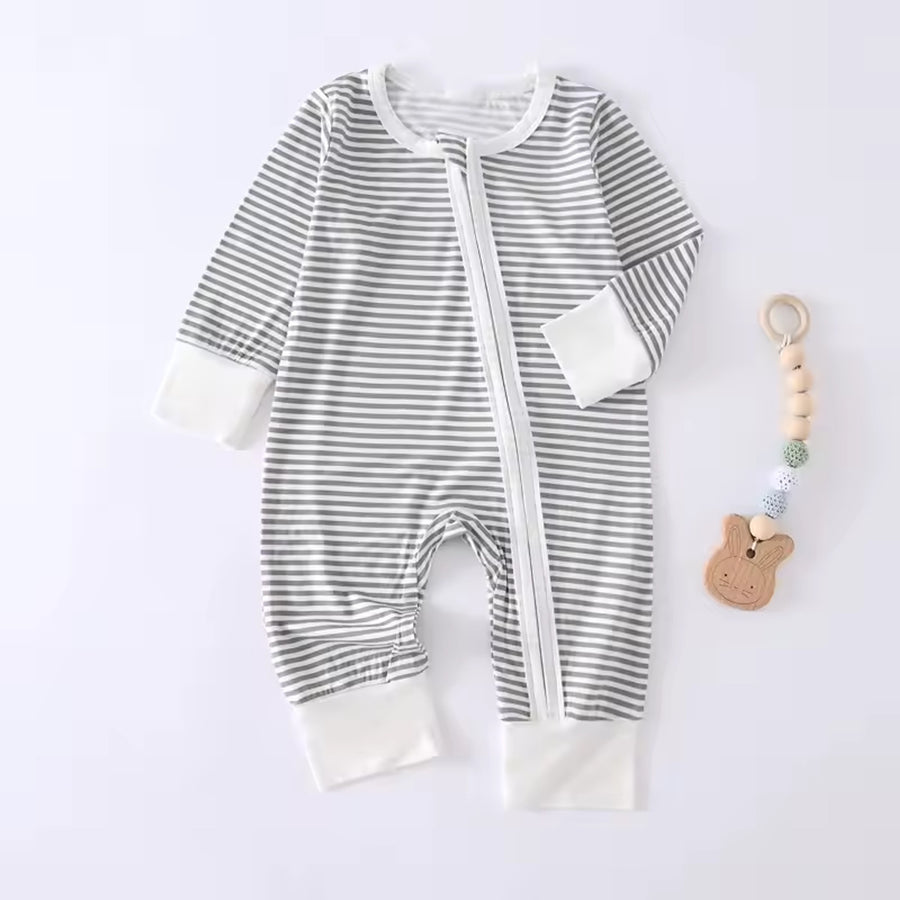 Grey Stripe Bamboo Romper