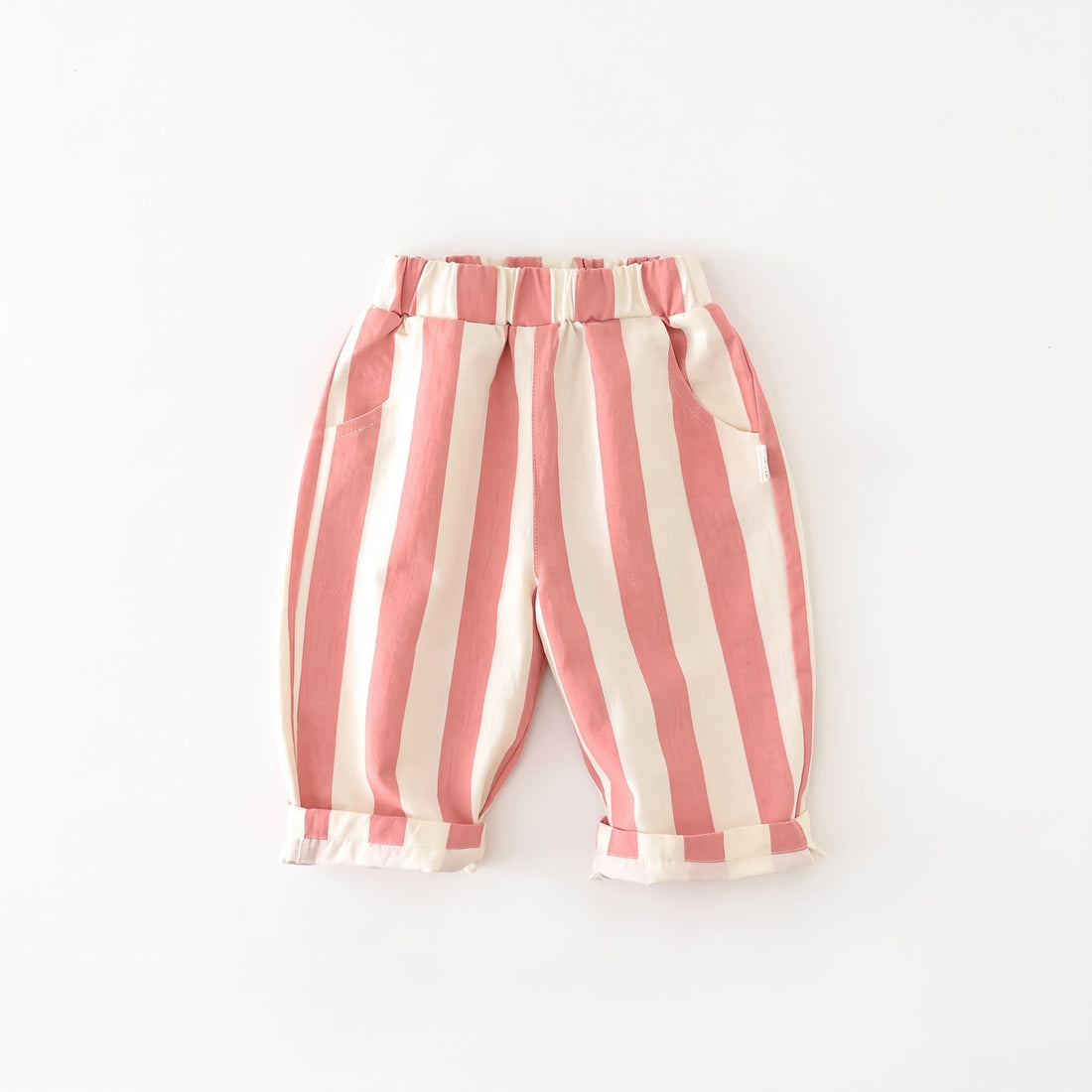 Summer Striped Toddler Pants in Pink, professional product photo on white background