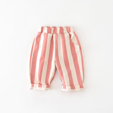 Summer Striped Toddler Pants in Pink, professional product photo on white background