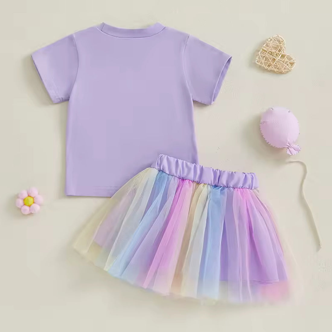 It's My Birthday Tulle Skirt Set - chenille letter tee and rainbow tulle skirt