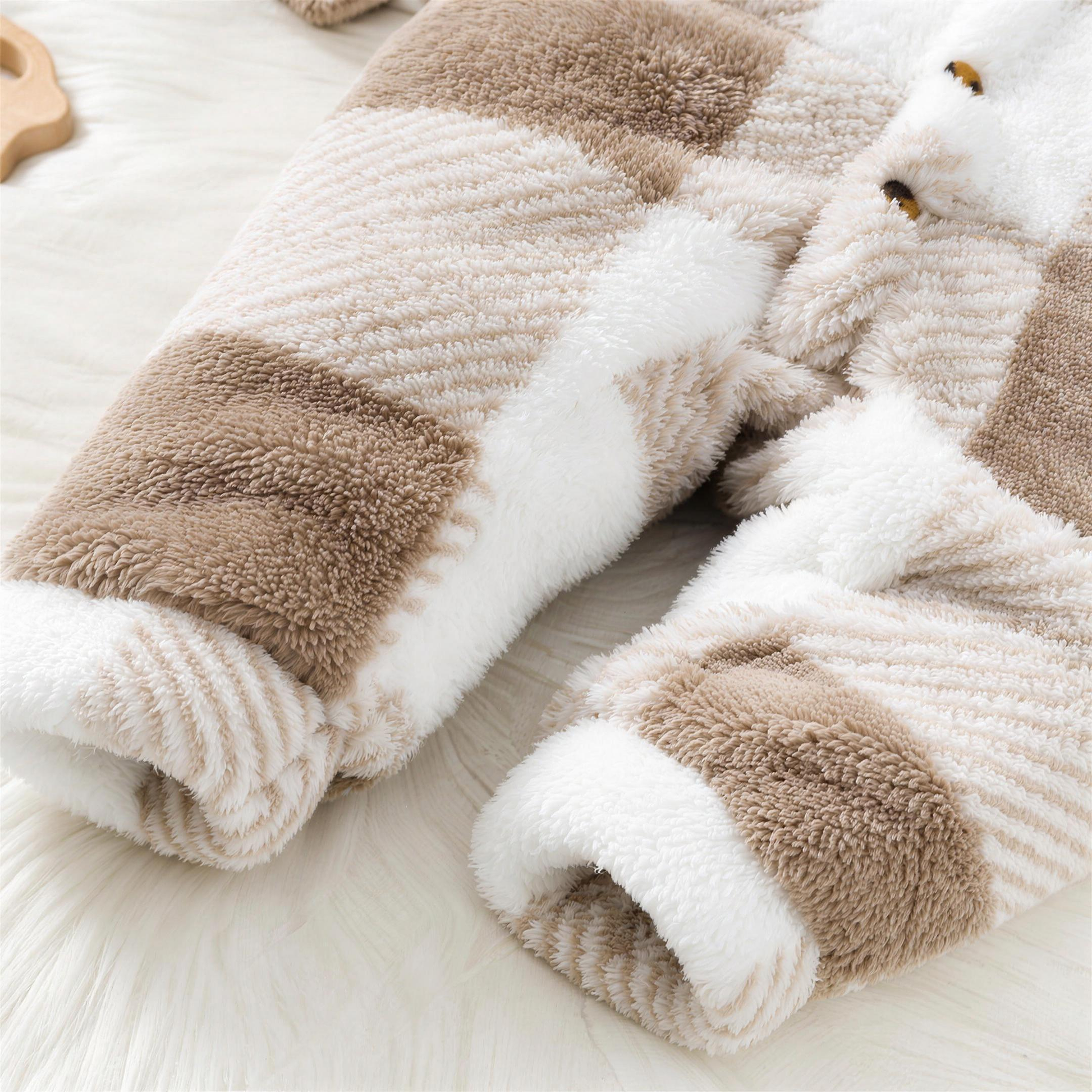 Tan Plaid Sherpa Hooded Romper - extra 2