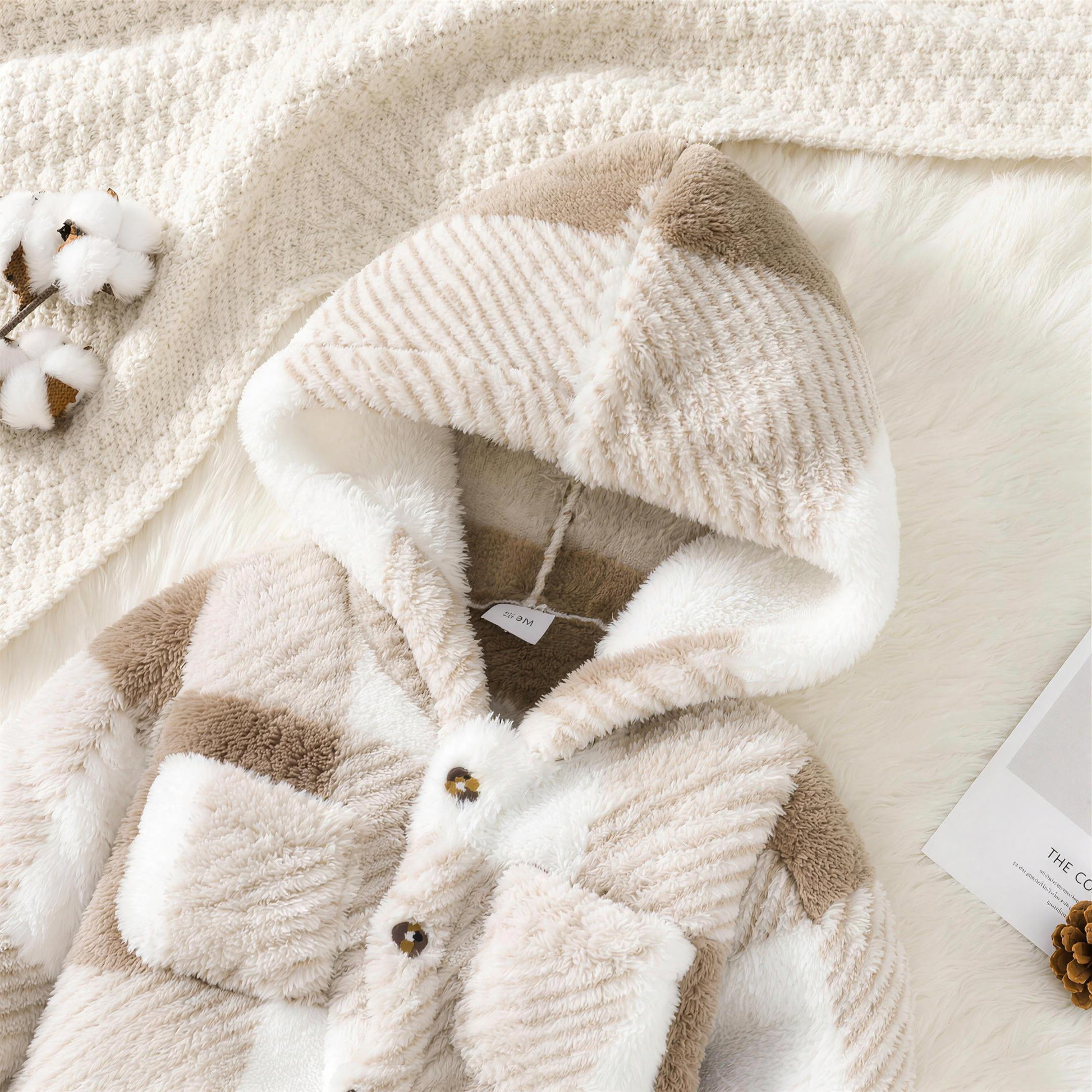 Tan Plaid Sherpa Hooded Romper - extra 3