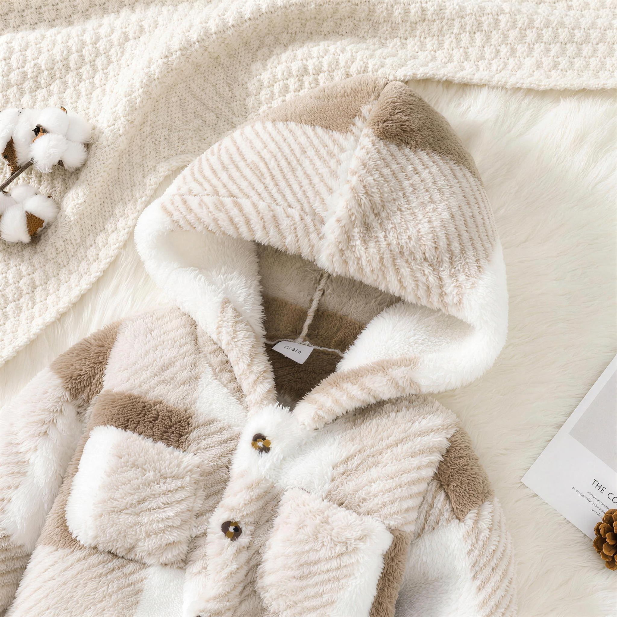 Tan Plaid Sherpa Hooded Romper - extra 3