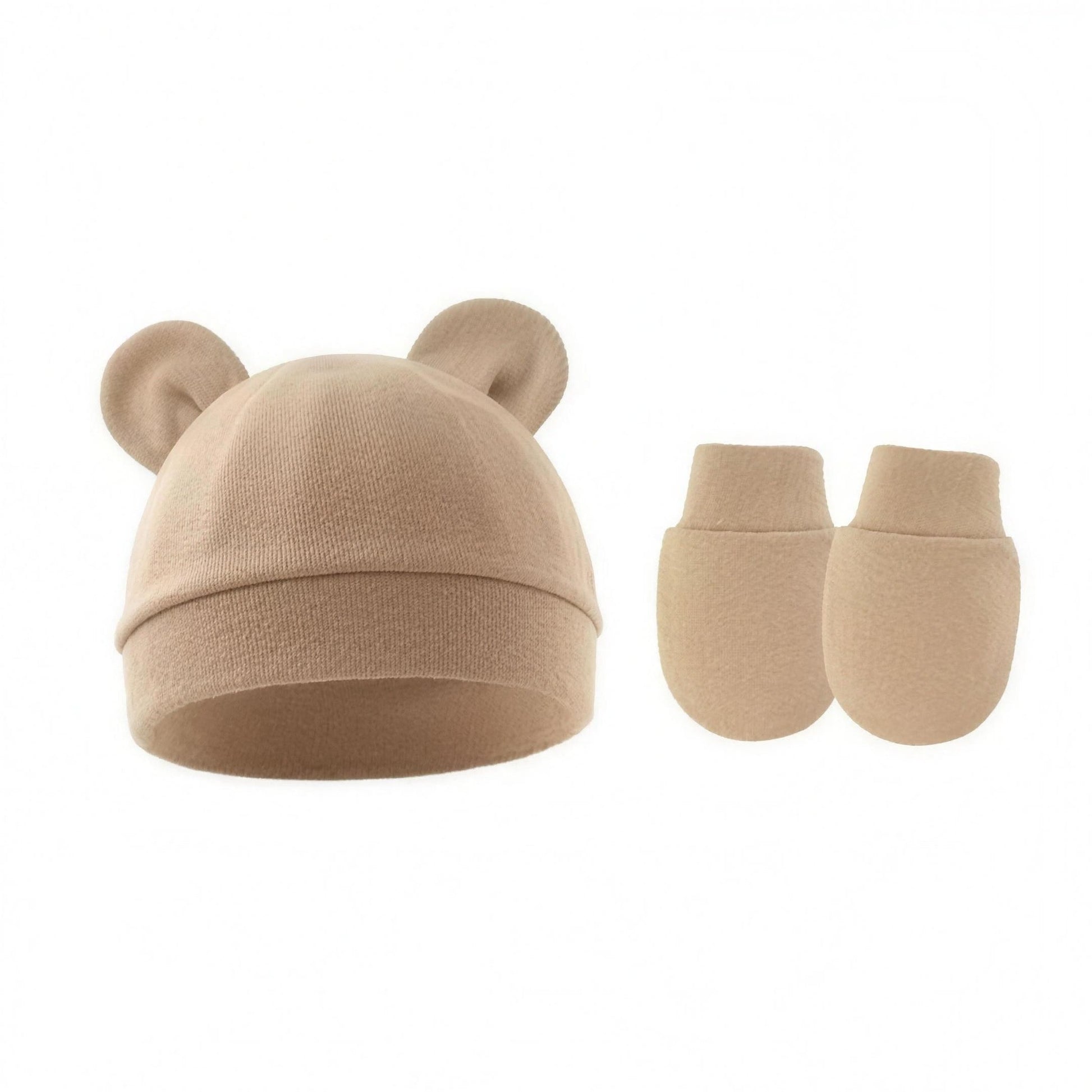 Bear Ear Beanie Set - Taupe - professional product photo on white background