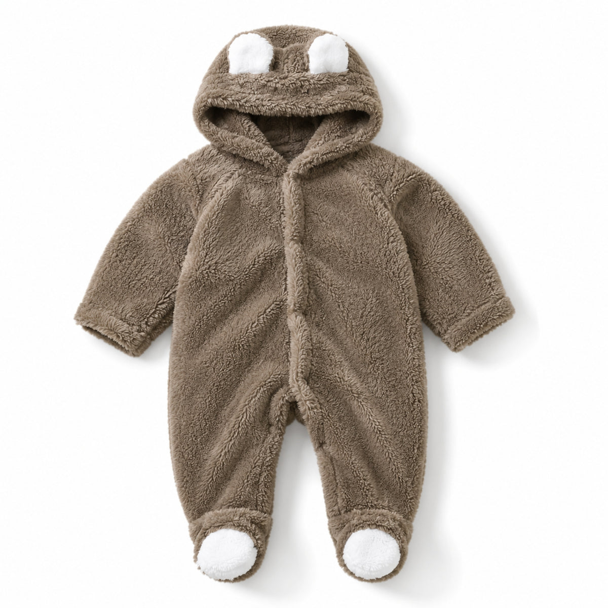 Teddy Bear Baby Romper in Plush Brown - baby and toddler clothing, professional product photo