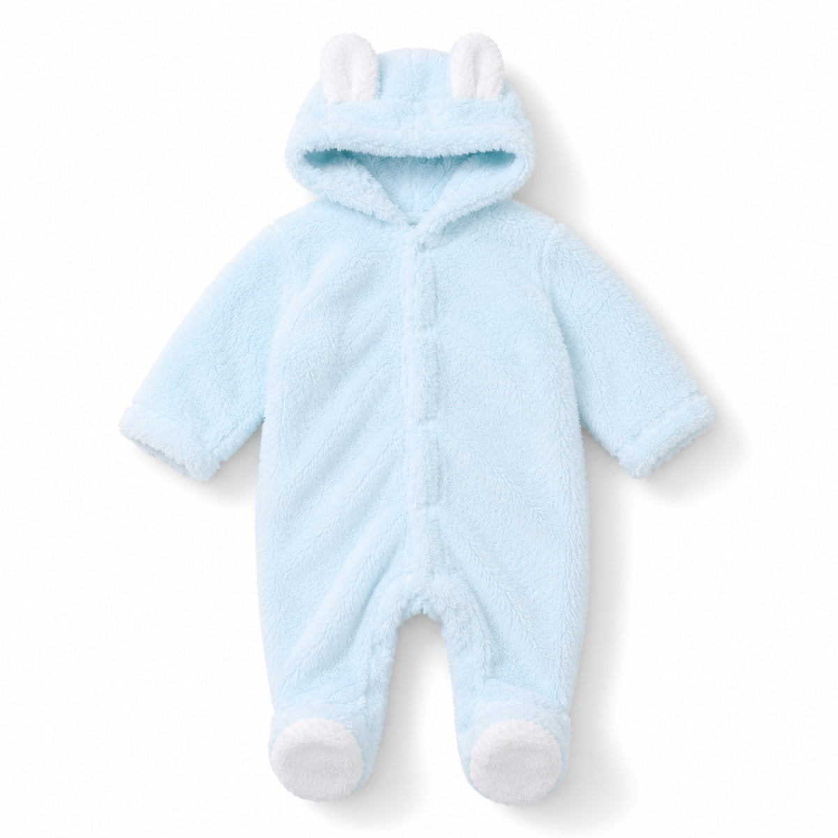 Teddy Bear Baby Romper in Plush Brownteddy Plush Blue - baby and toddler clothing, professional product photo