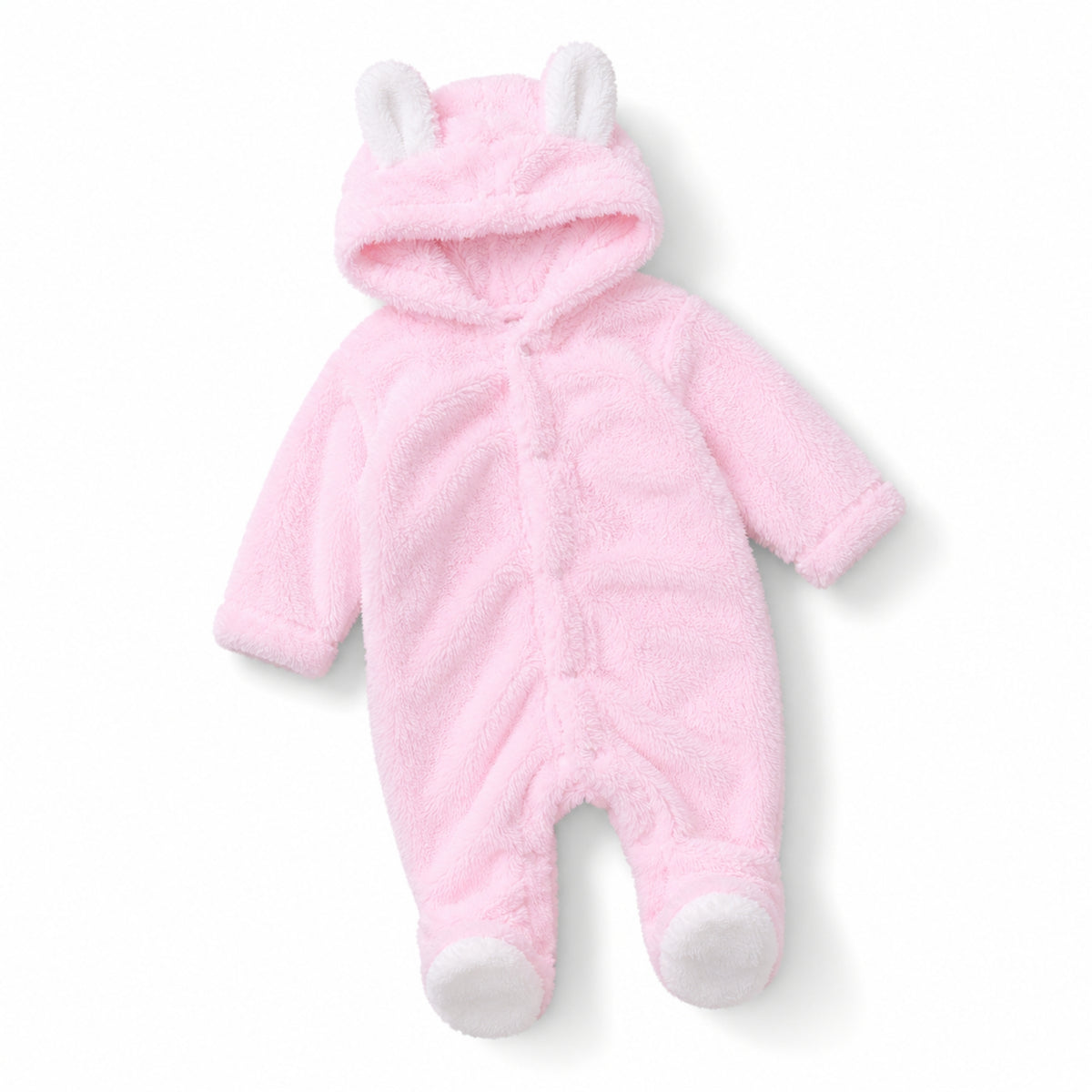 Teddy Bear Baby Romper in Plush Brownteddy Plush Pink - baby and toddler clothing, professional product photo