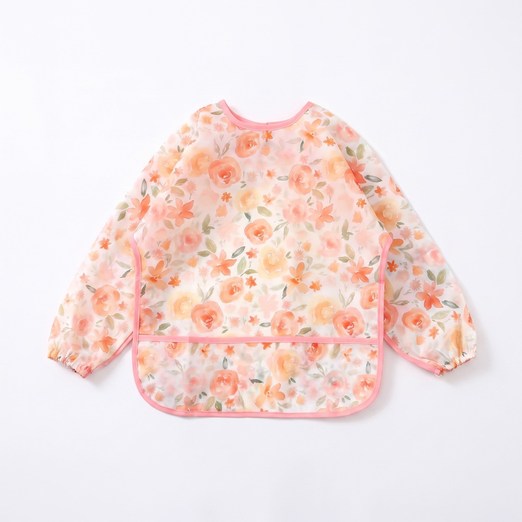Waterproof Sleeve Feeding Bib - Coral Floral