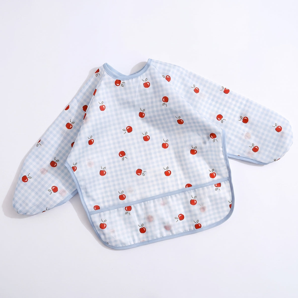 Waterproof Sleeve Feeding Bib - Gingham Apple