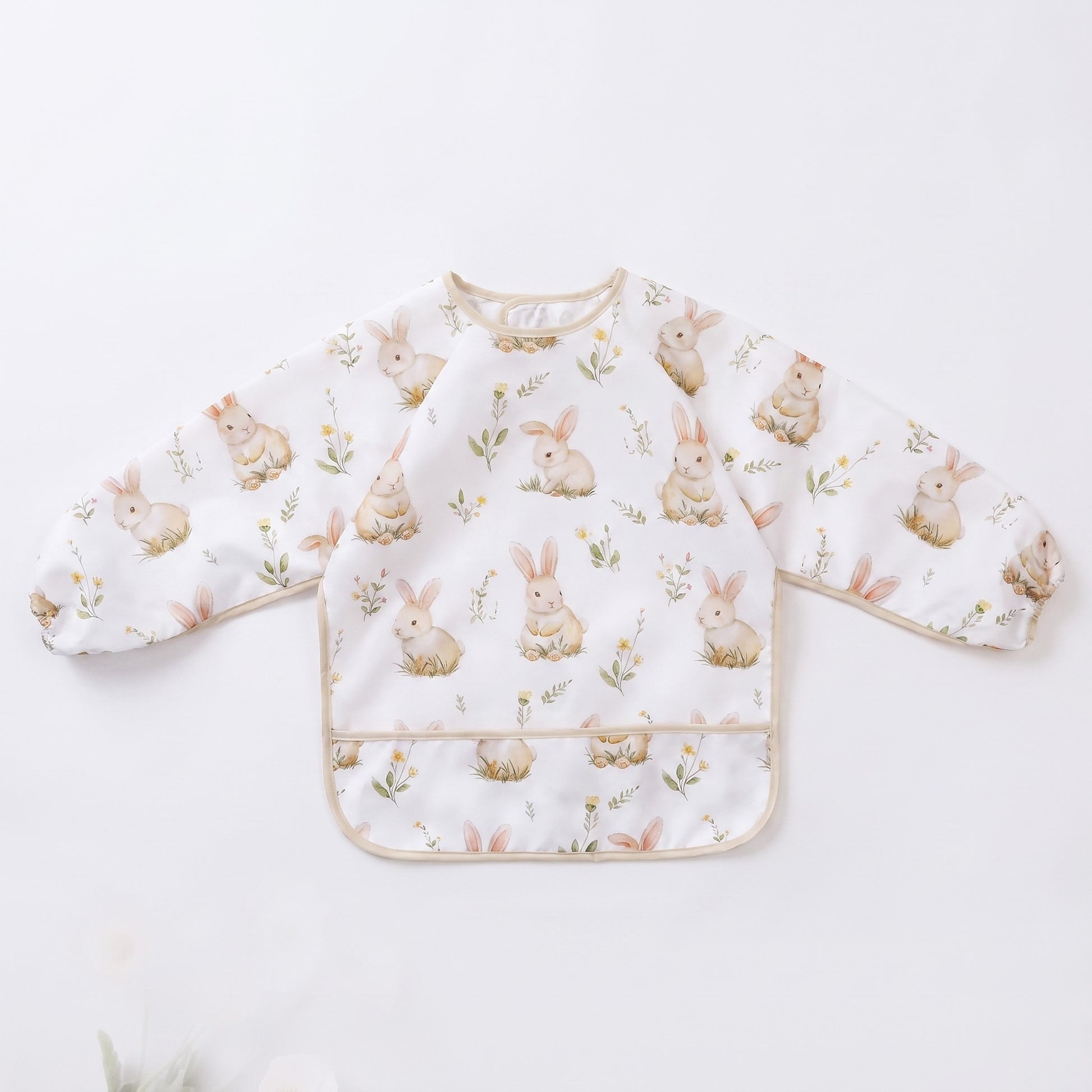 Waterproof Sleeve Feeding Bib - Meadow Bunny
