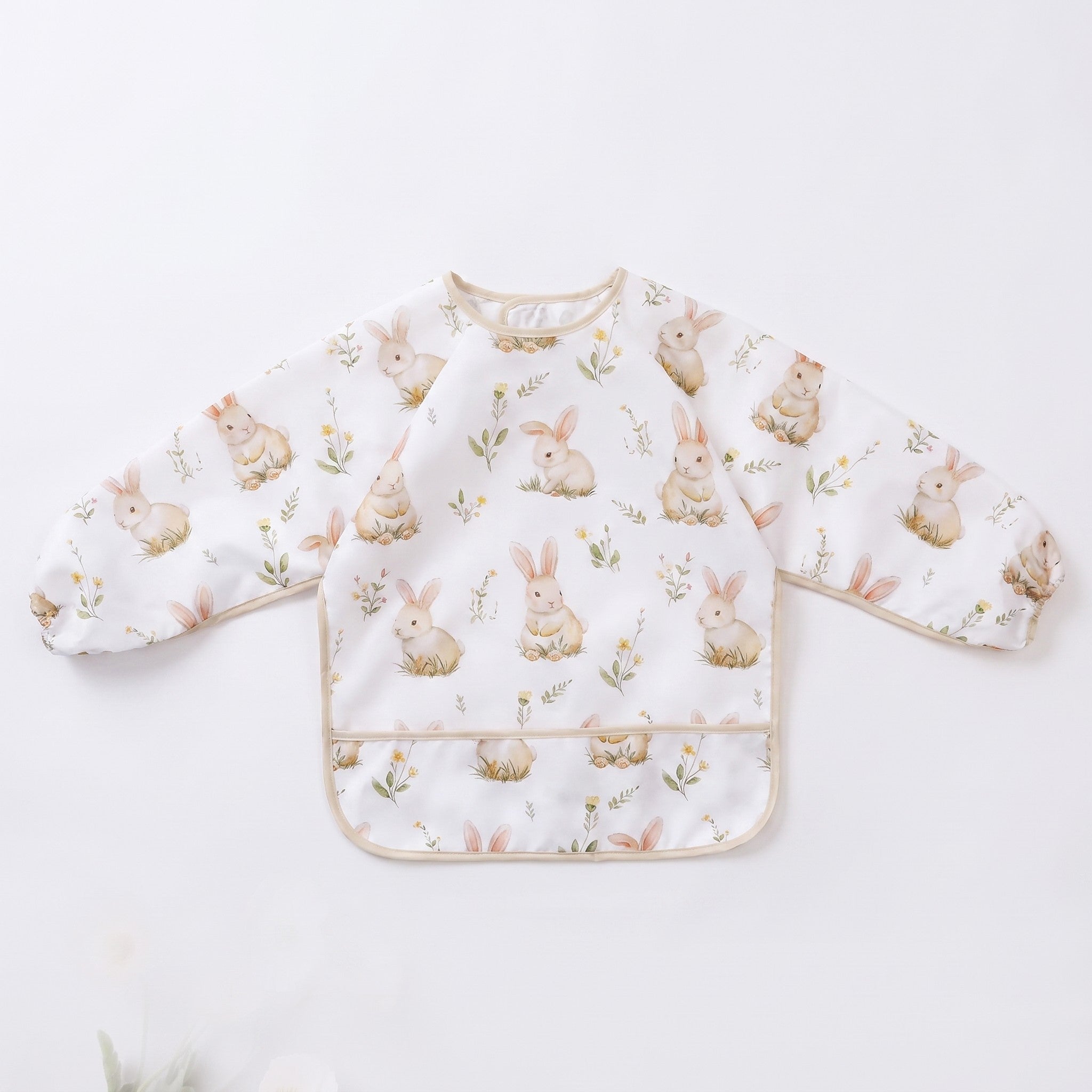 Waterproof Sleeve Feeding Bib - Meadow Bunny