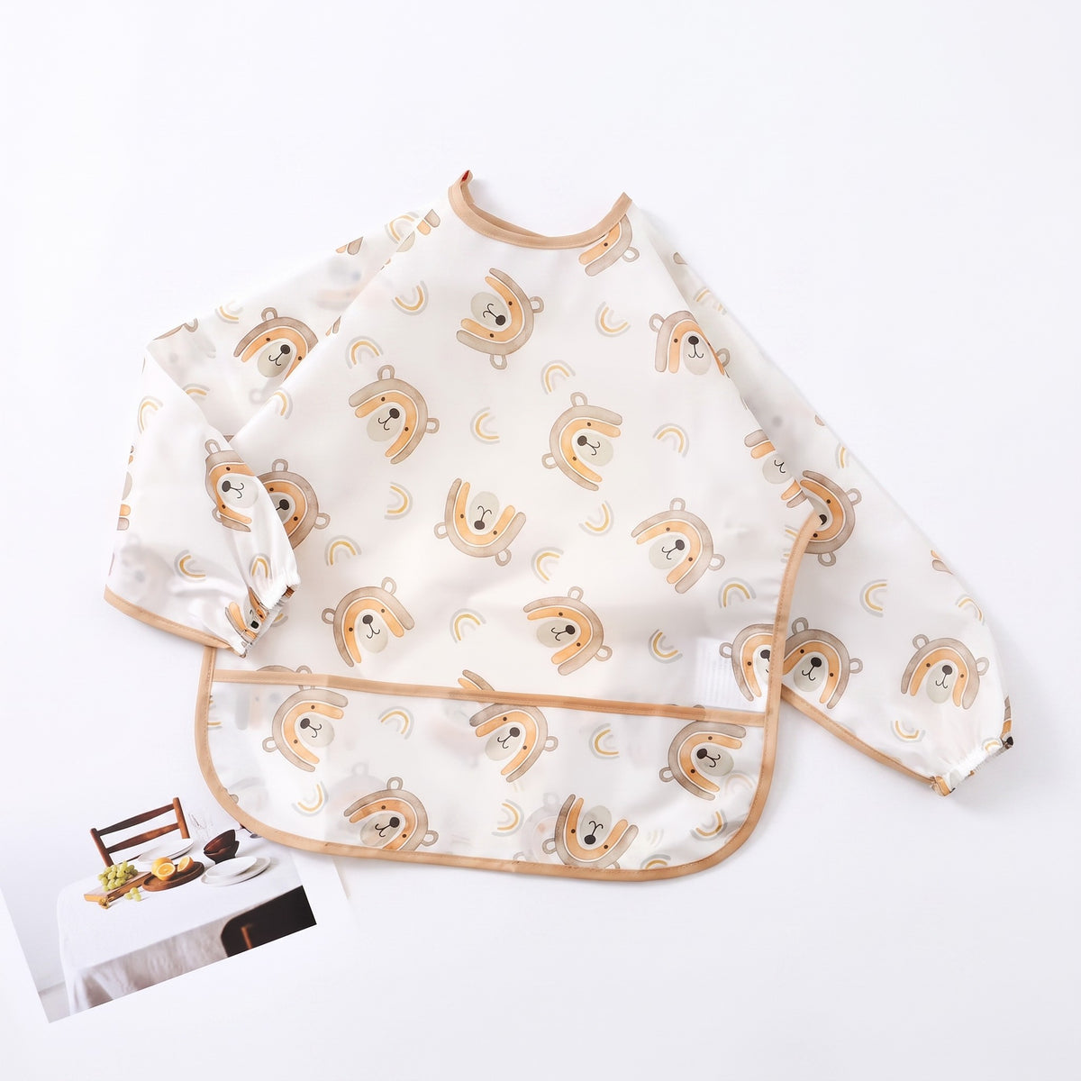 Waterproof Sleeve Feeding Bib - Rainbow Bear