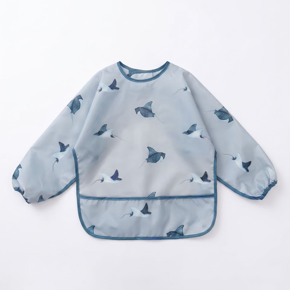 Waterproof Sleeve Feeding Bib - Stingray Blue