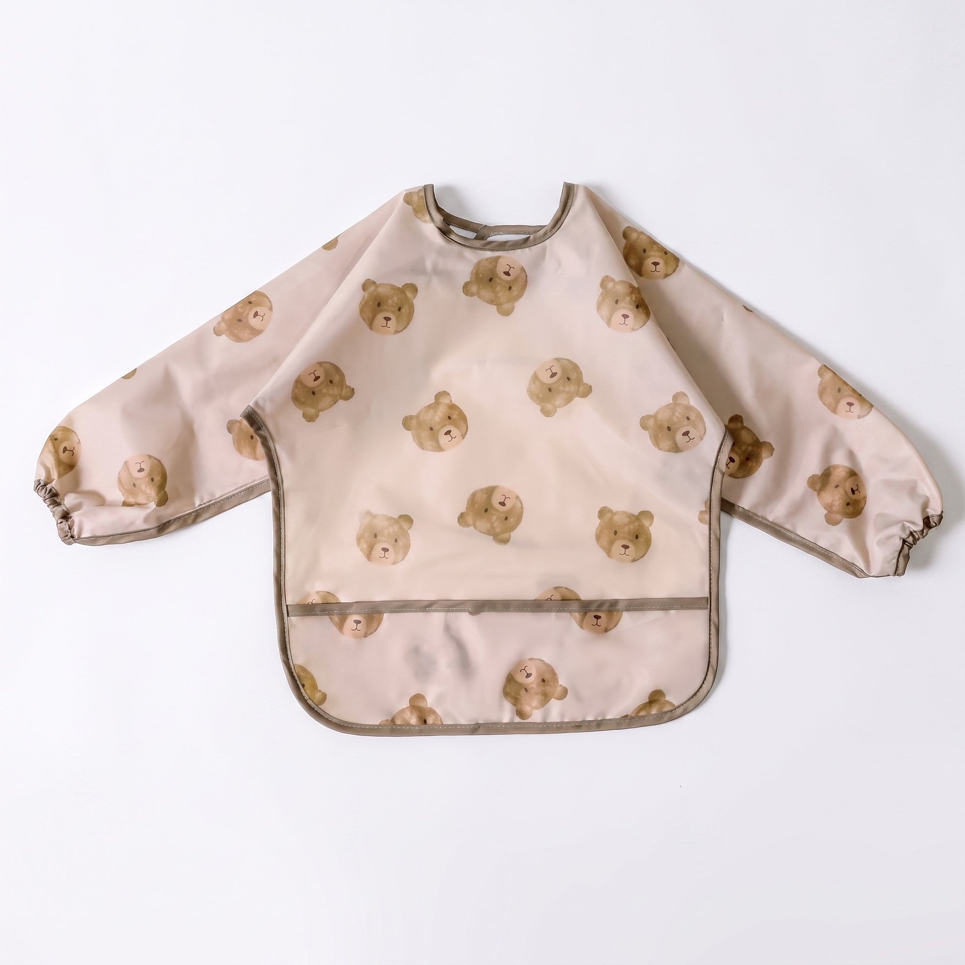 Waterproof Sleeve Feeding Bib - Teddy Face