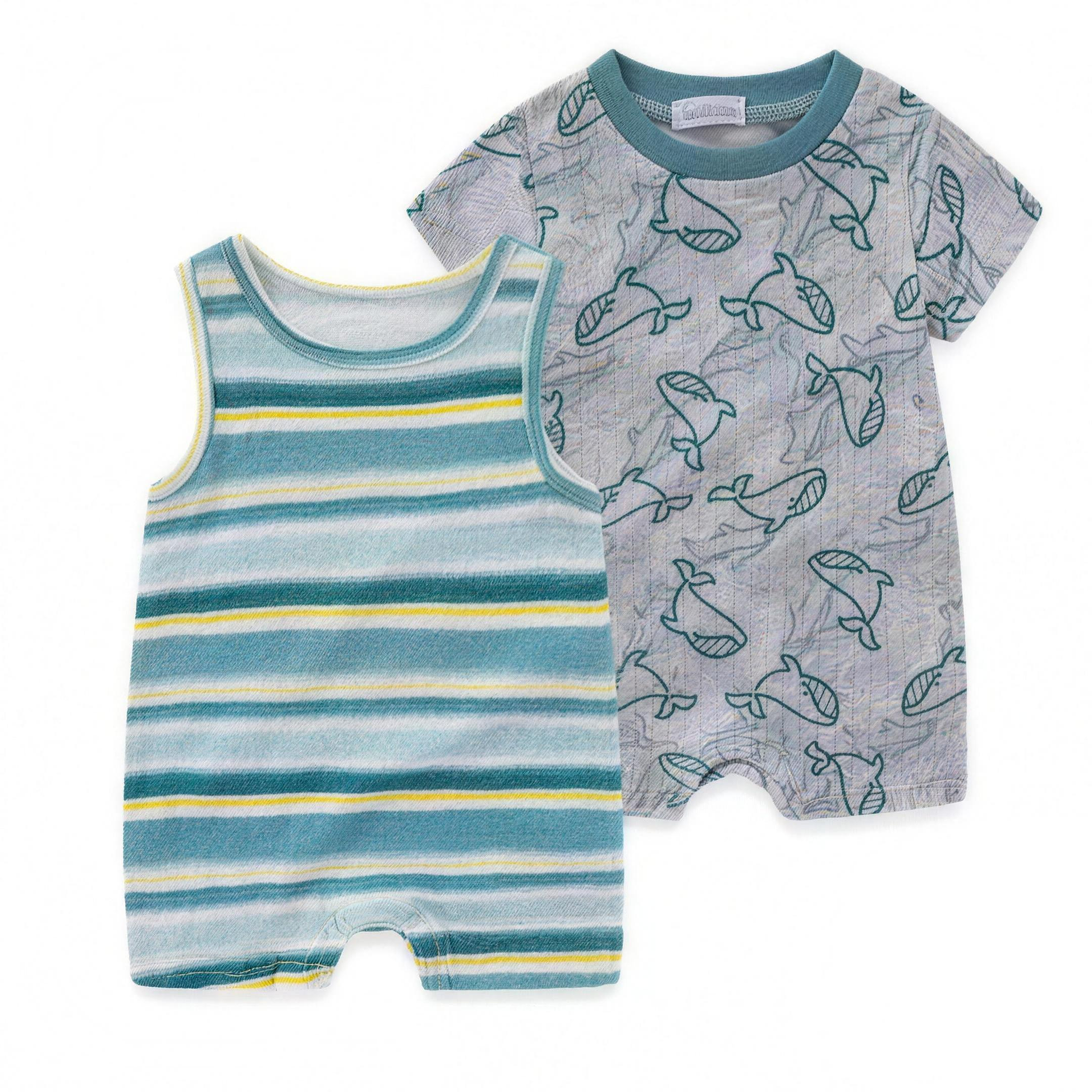 Whale Stripe Romper Set - professional studio photo