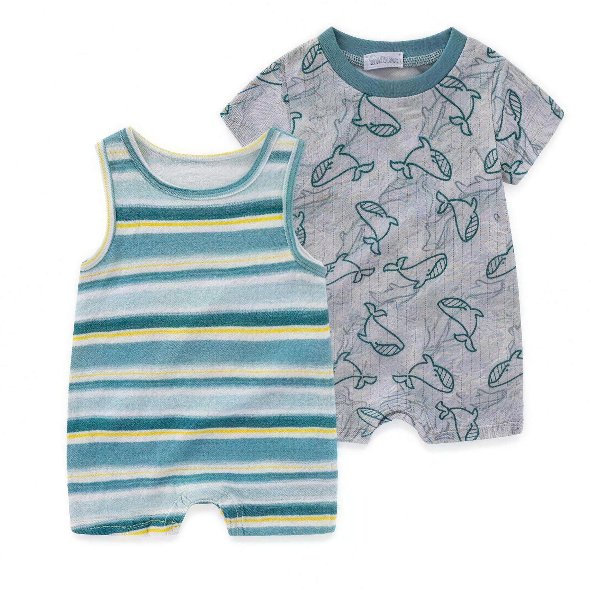 Whale Stripe Romper Set - professional studio photo