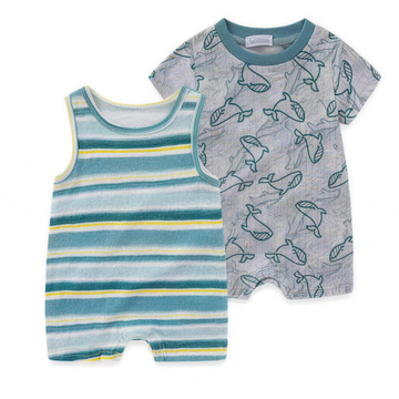 Whale Stripe Romper Set - professional studio photo