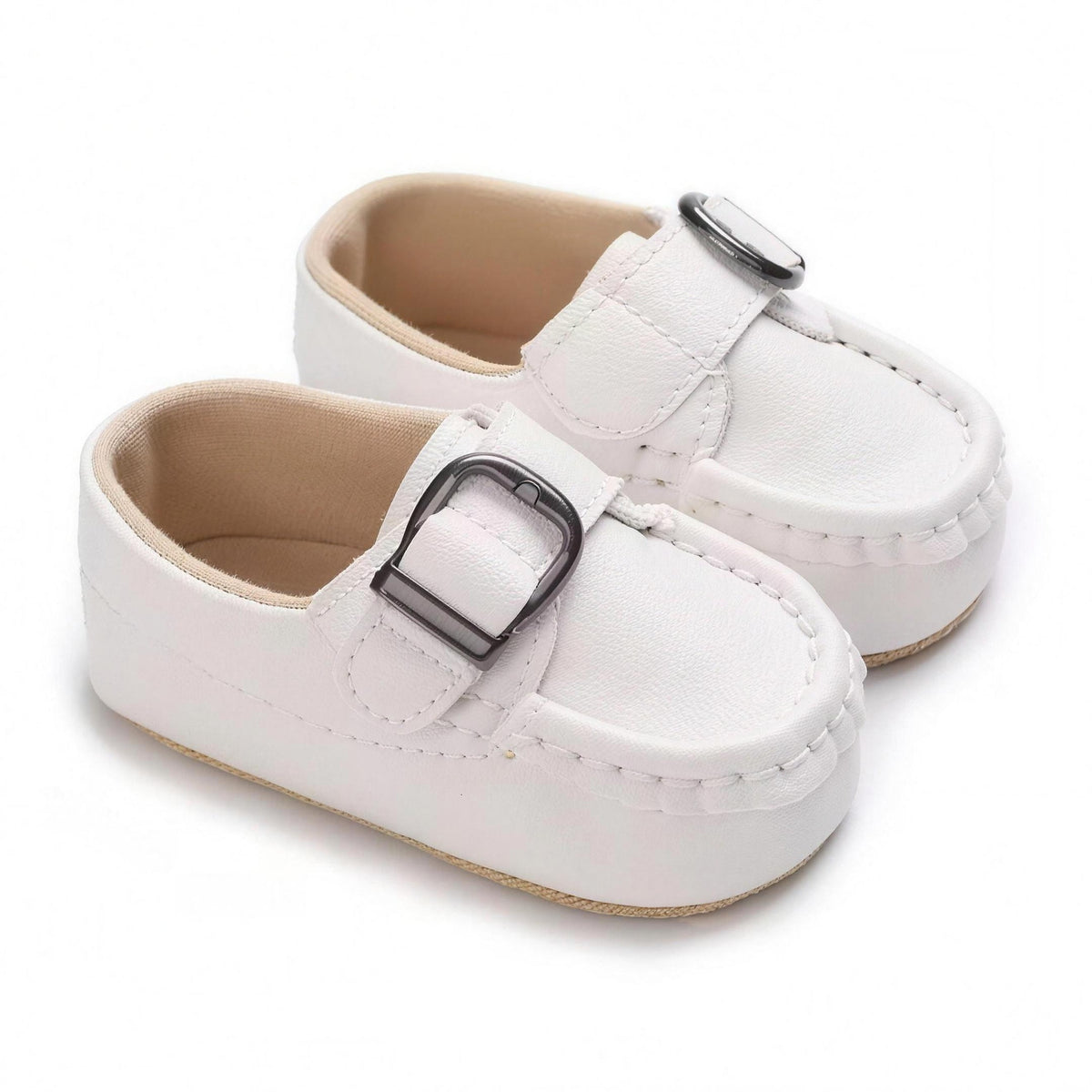 White Buckle Loafer - baby shoes, professional product photo