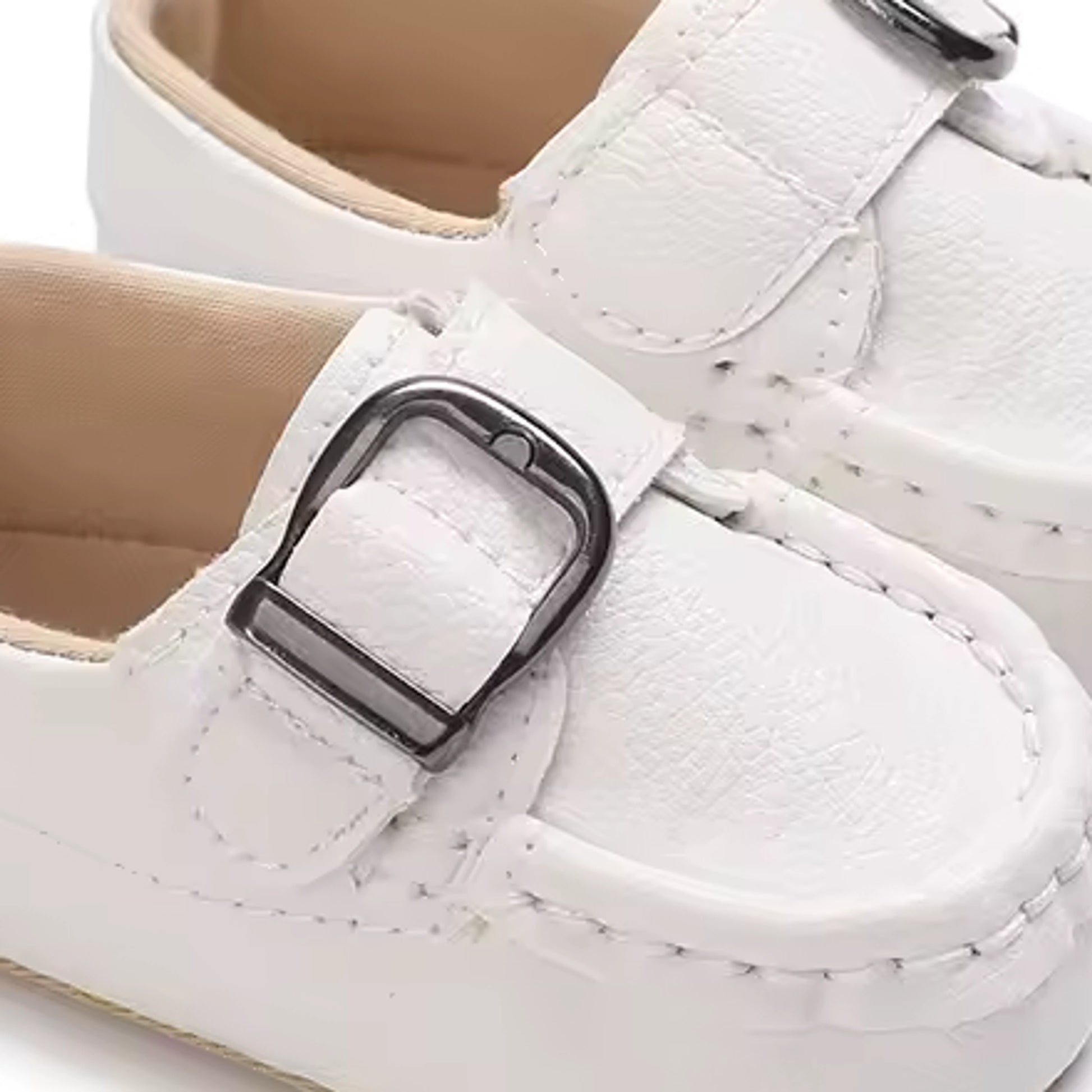White Buckle Loafer - detail view