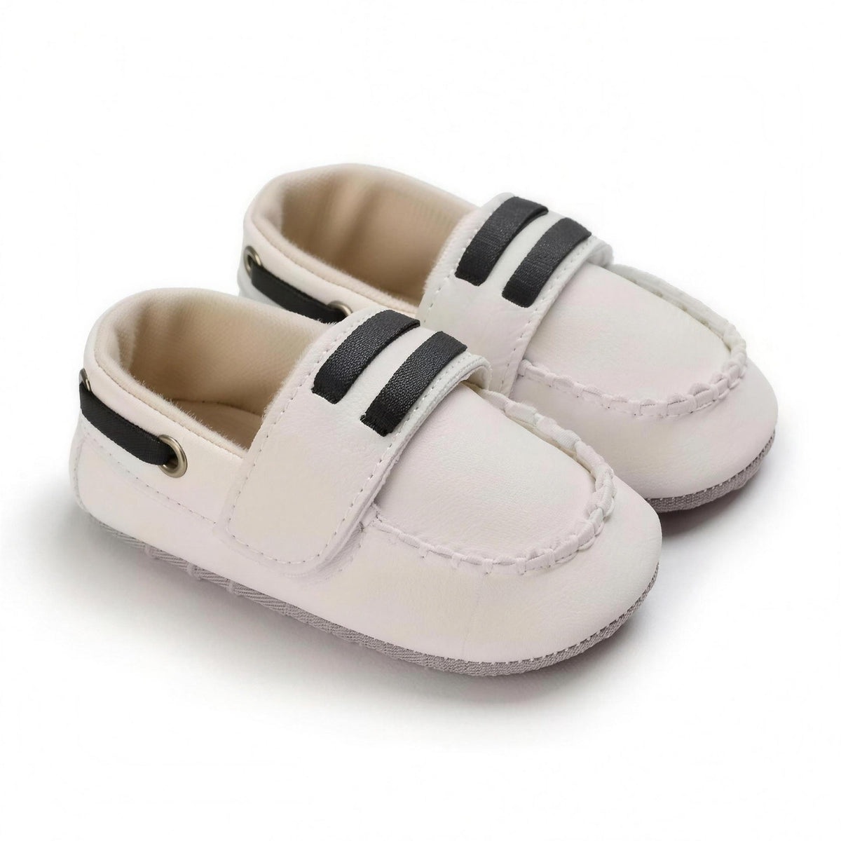 White Trim Loafer - baby shoes, professional product photo