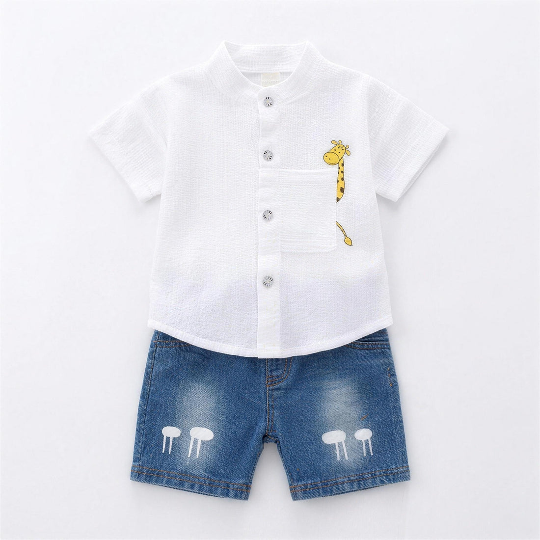 Little Giraffe Outfit Set - White - professional product photo on white background