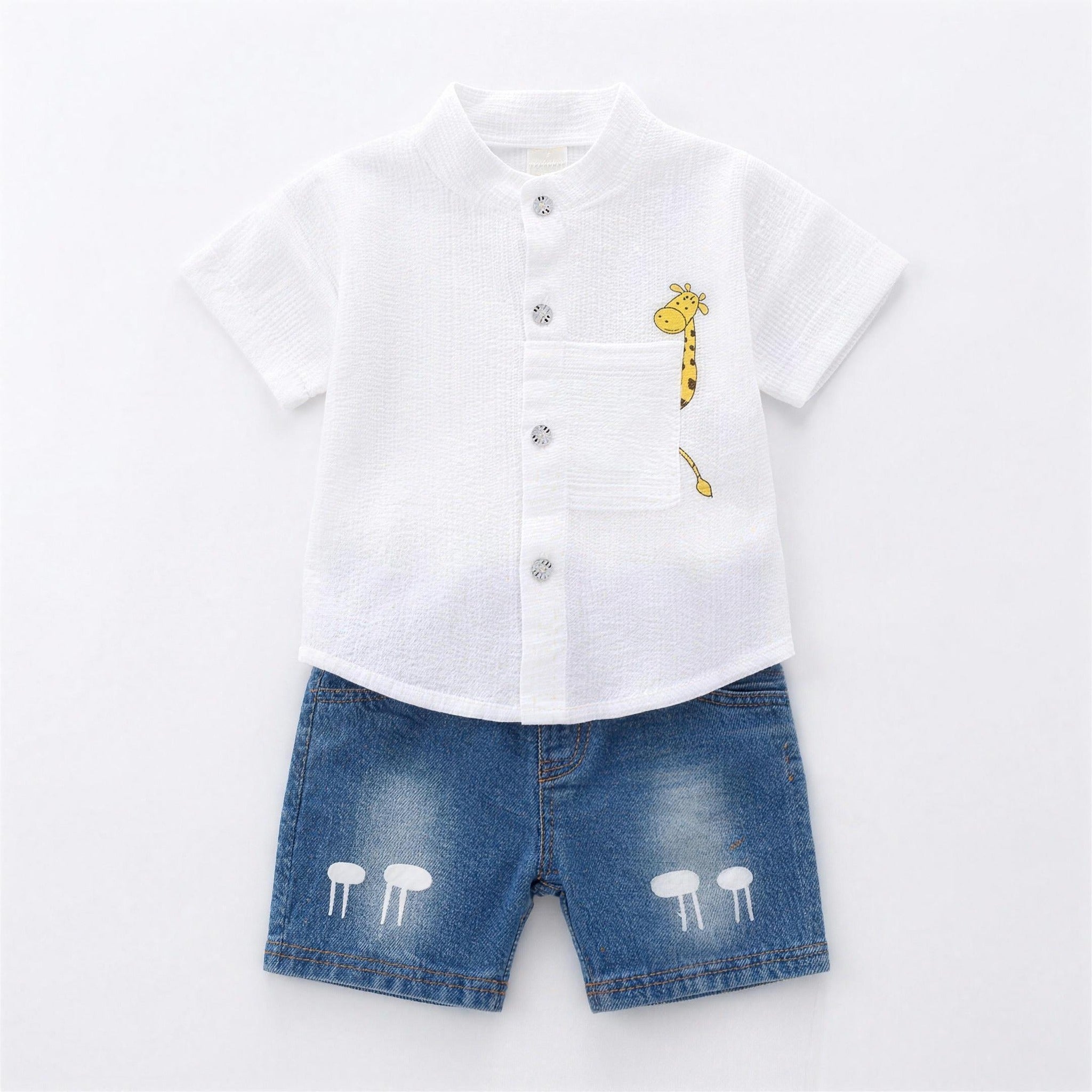 Little Giraffe Outfit Set - White - professional product photo on white background
