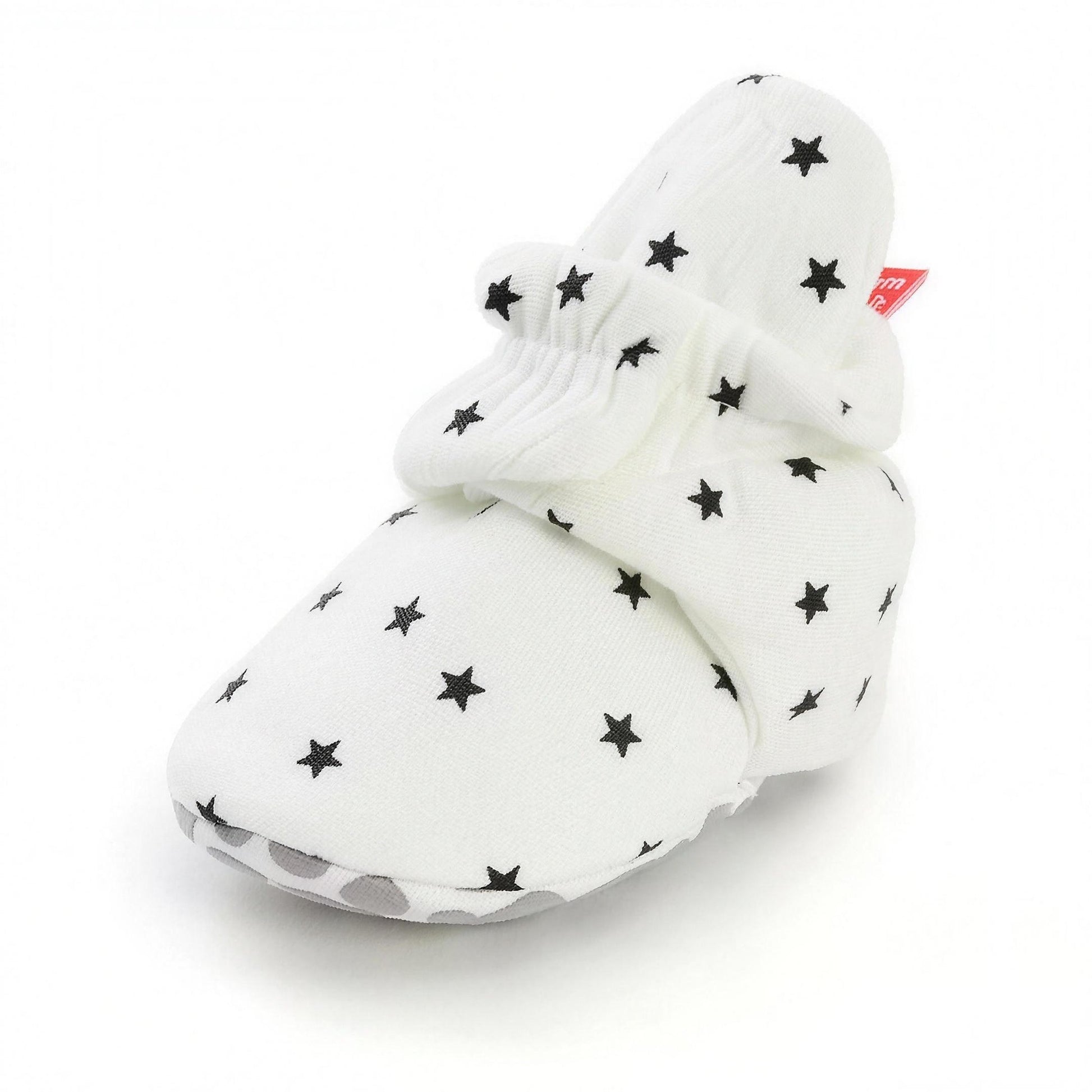 Cozy Star Booties - White Star - professional product photo on white background