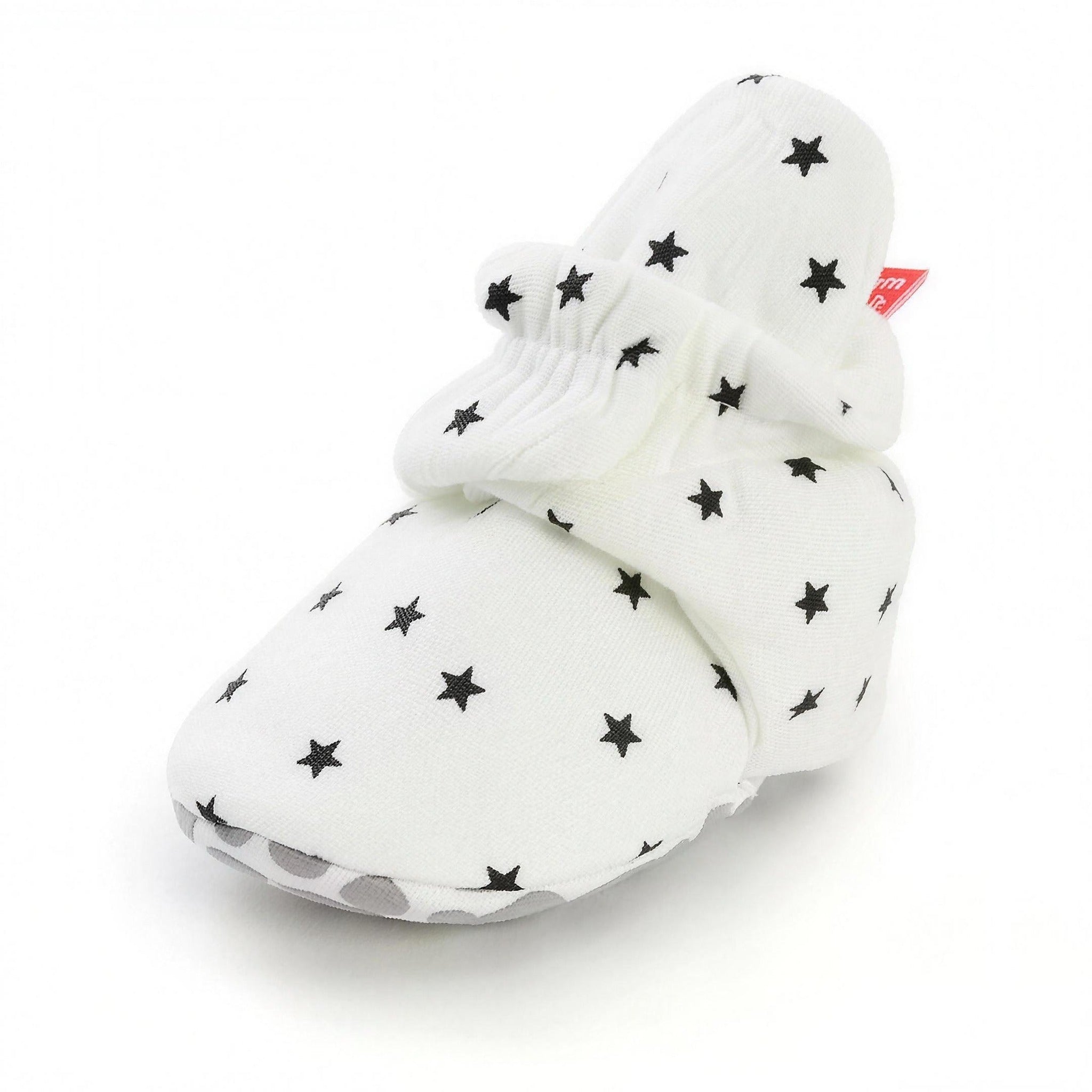 Cozy Star Booties - White Star - professional product photo on white background
