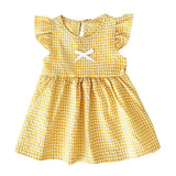 Yellow Bow Gingham Dress