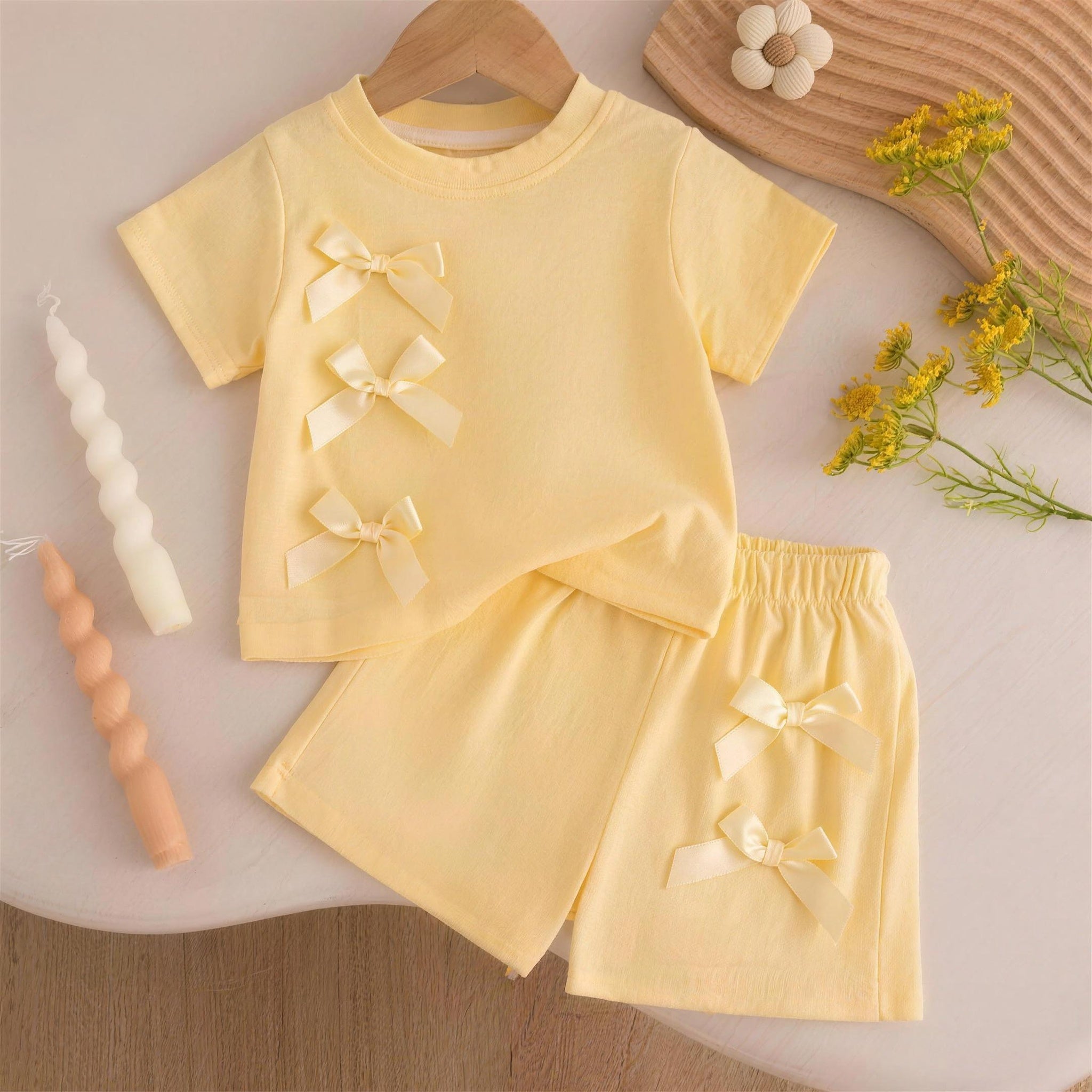 Triple Bow Summer Set - Butter Yellow