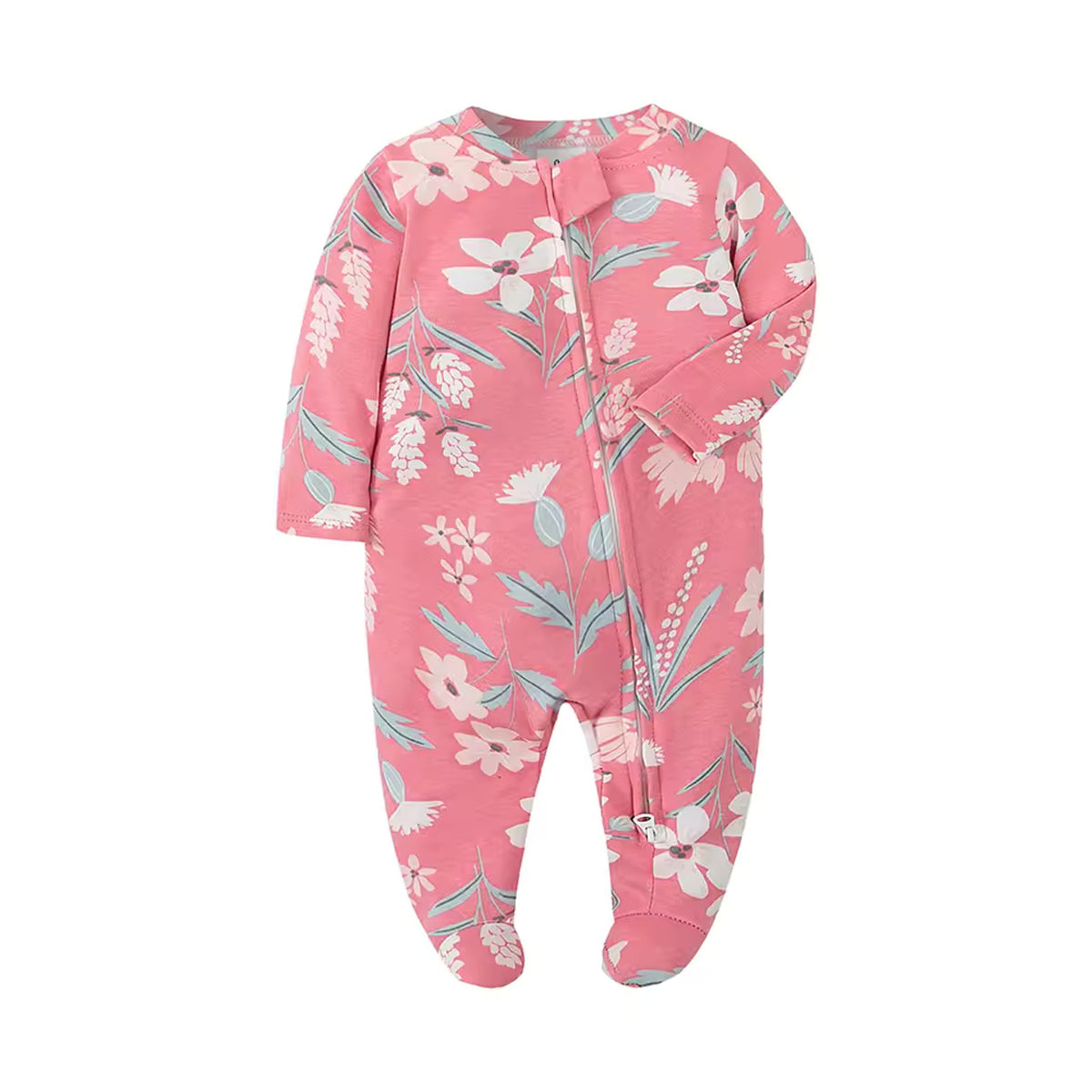Blush Wildflower Footed Pajama - front