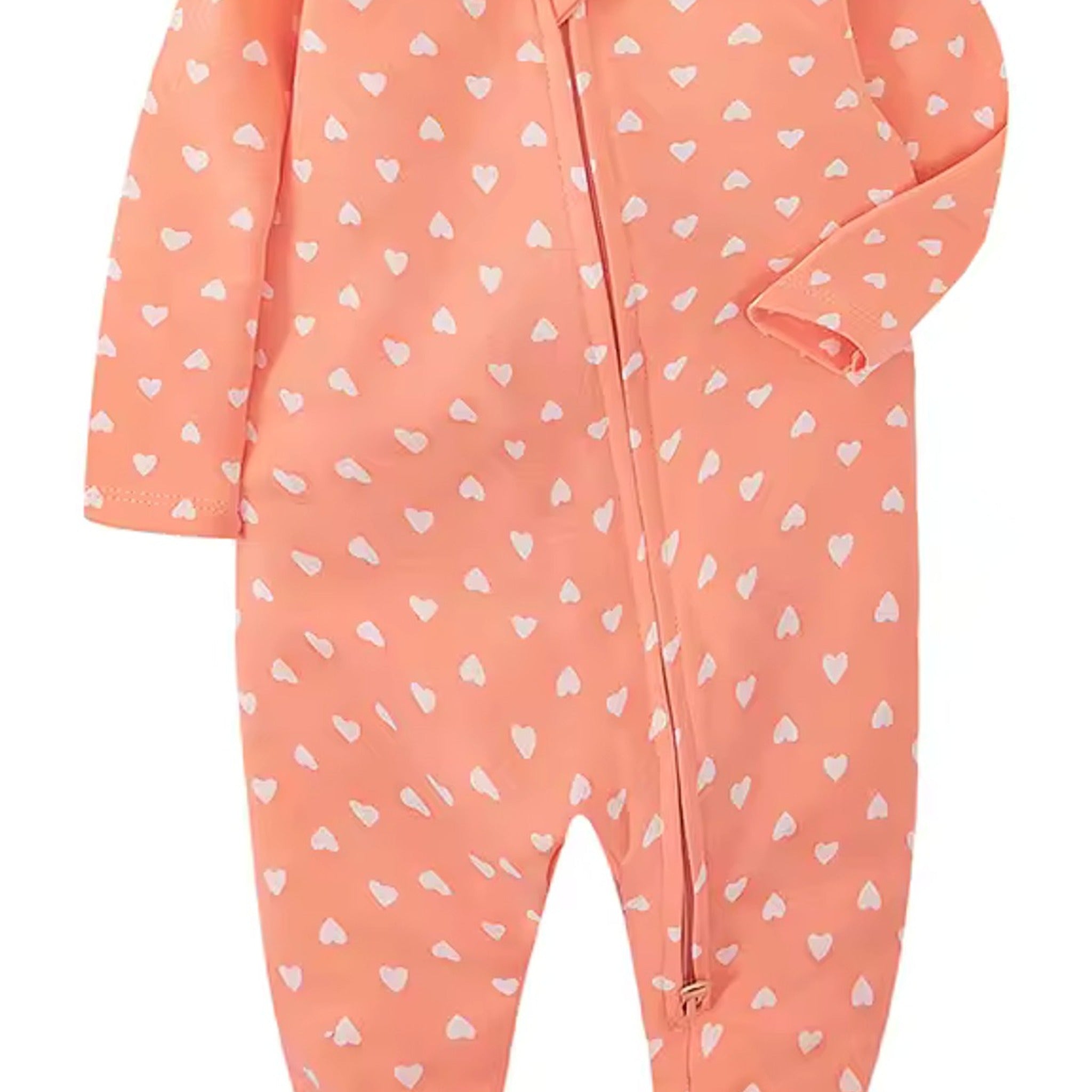 Coral Heart Footed Pajama - fabric detail