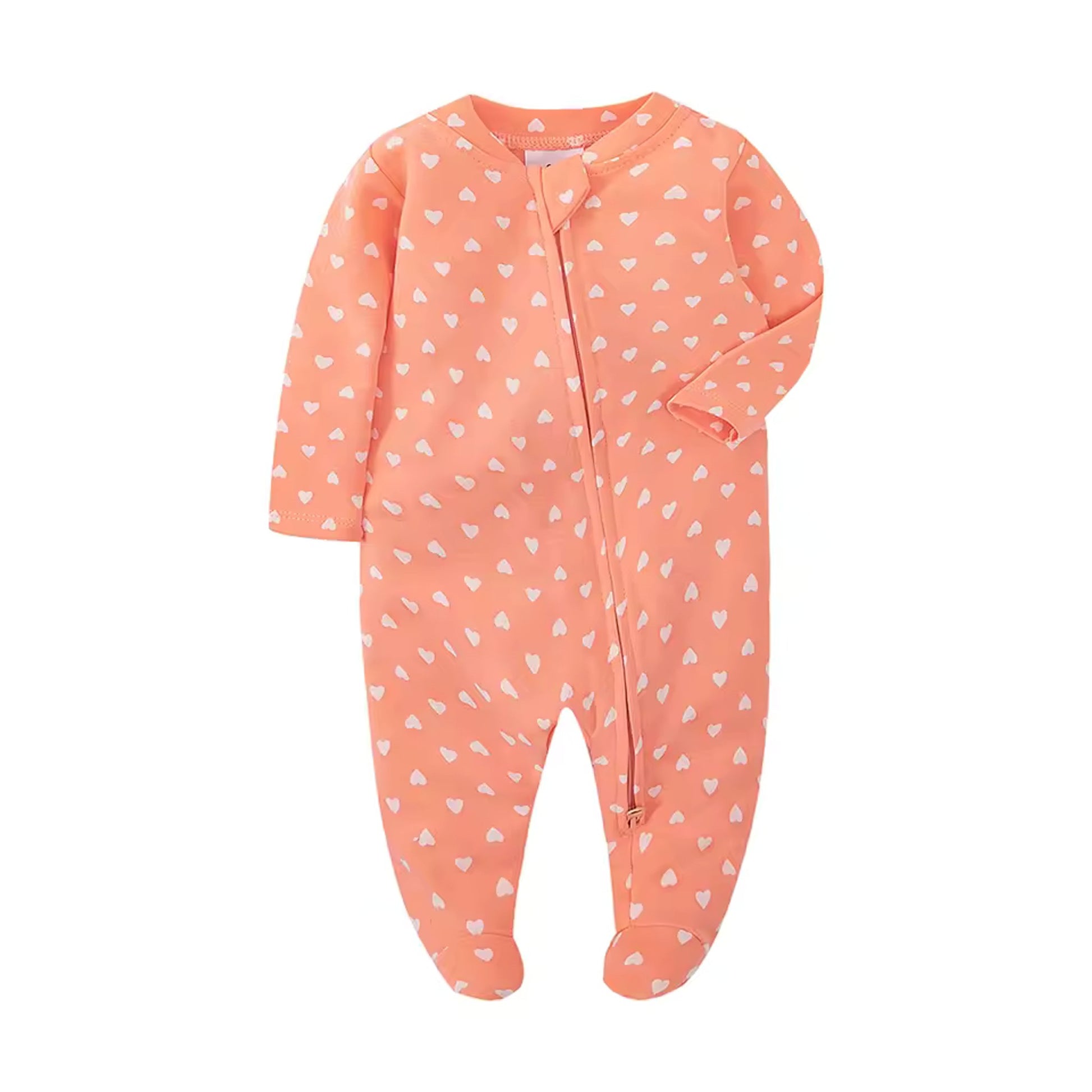 Coral Heart Footed Pajama - front