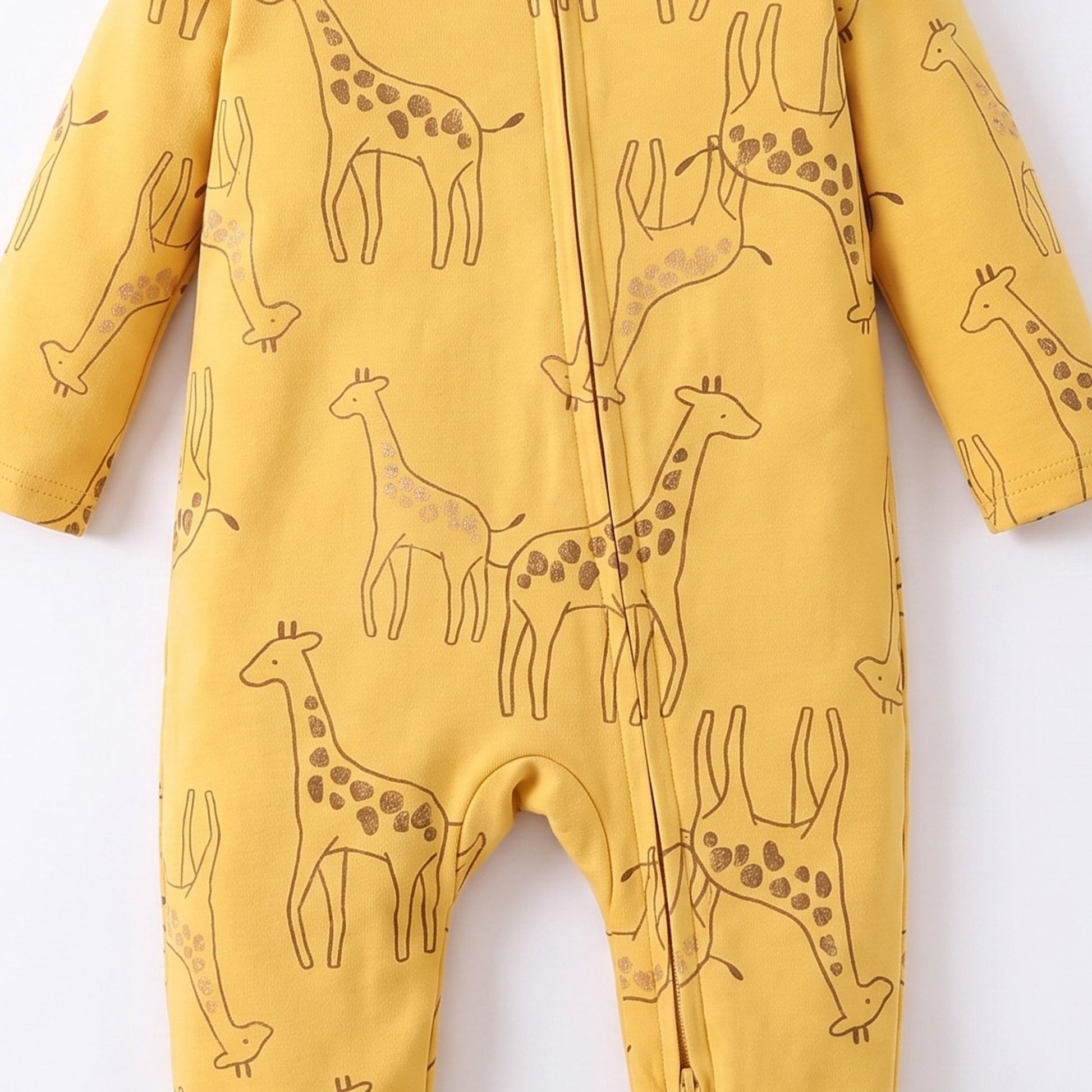 Golden Giraffe Footed Pajama - fabric detail