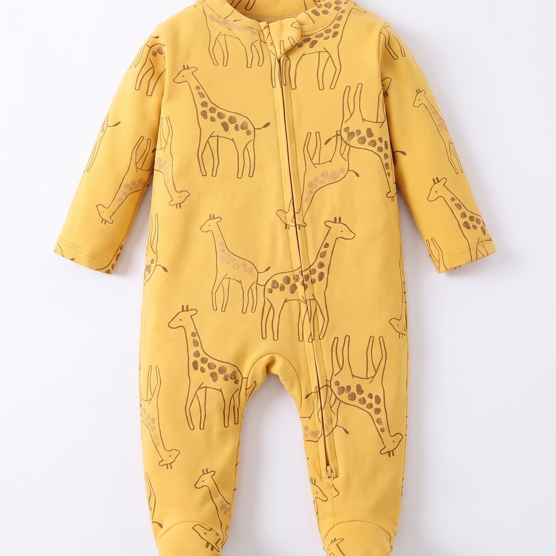 Golden Giraffe Footed Pajama - wide detail