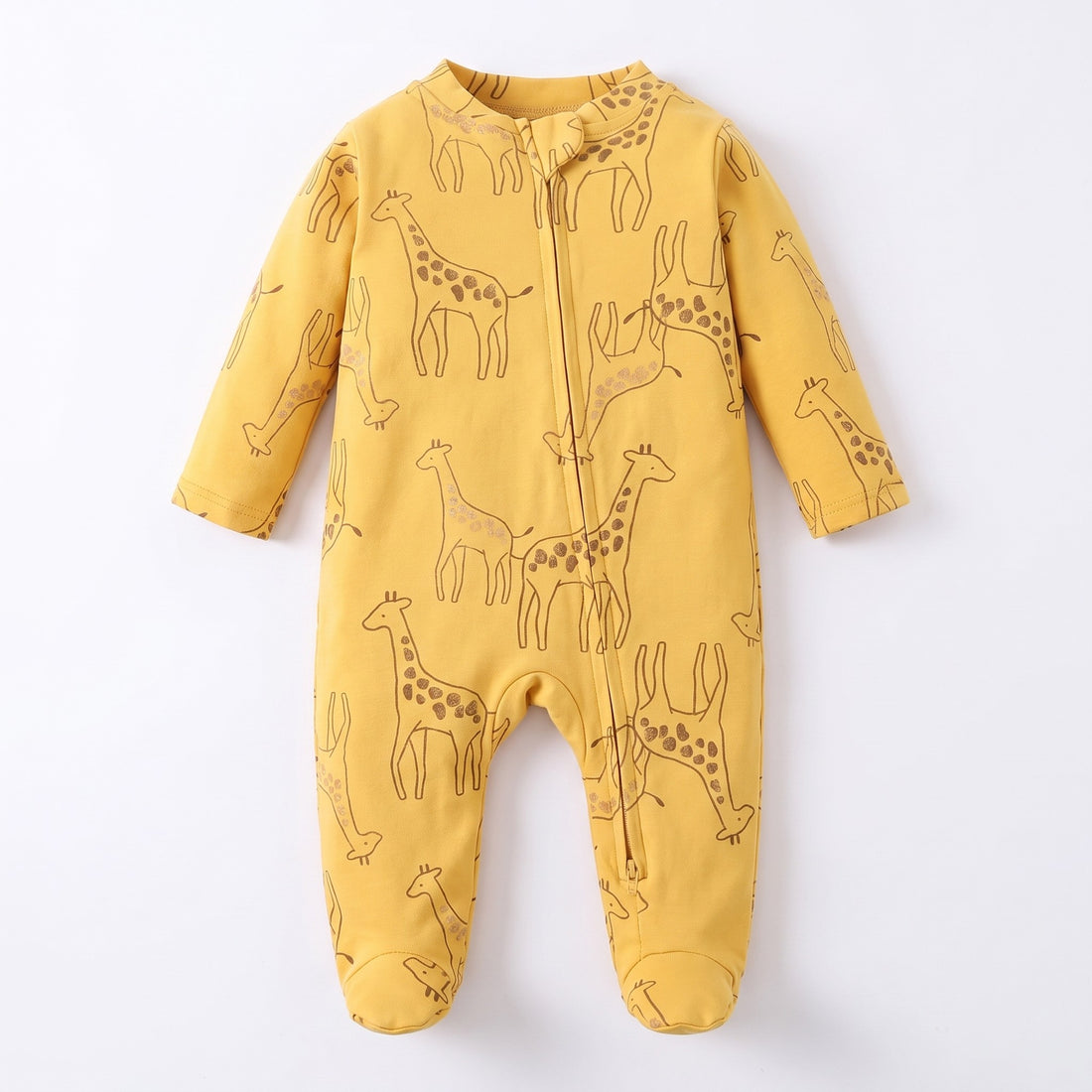 Golden Giraffe Footed Pajama - front