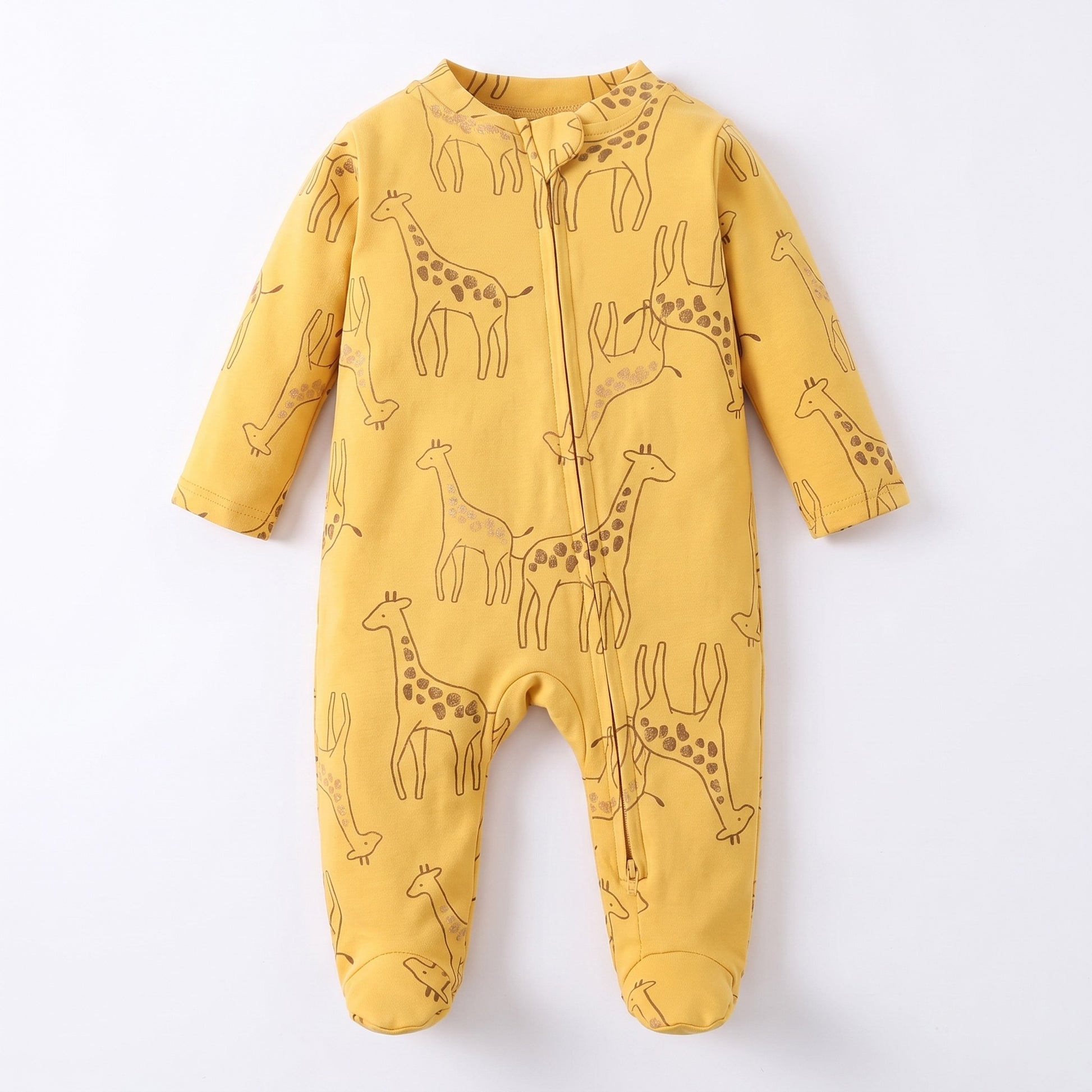 Golden Giraffe Footed Pajama - front