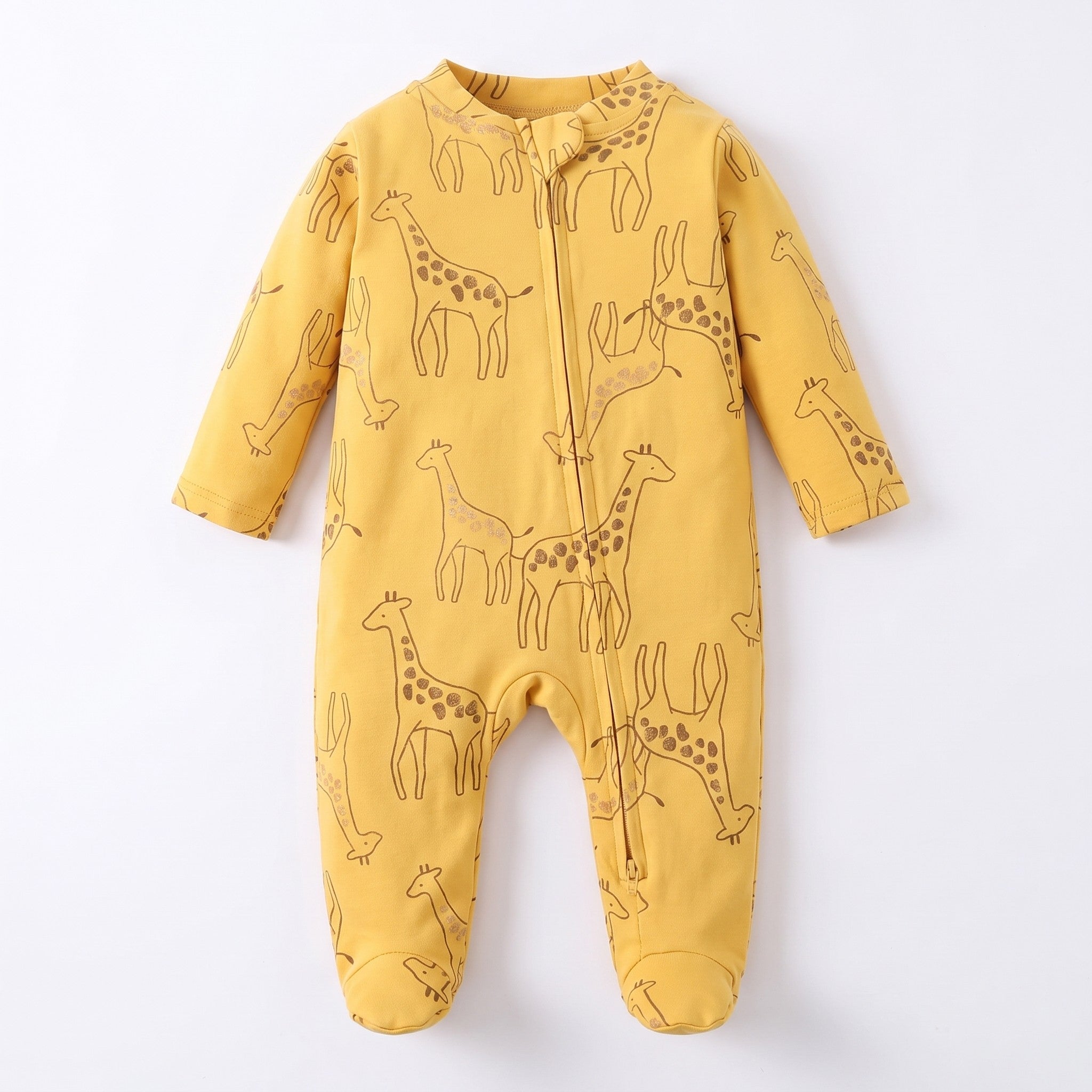 Golden Giraffe Footed Pajama - front