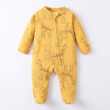 Golden Giraffe Footed Pajama - front