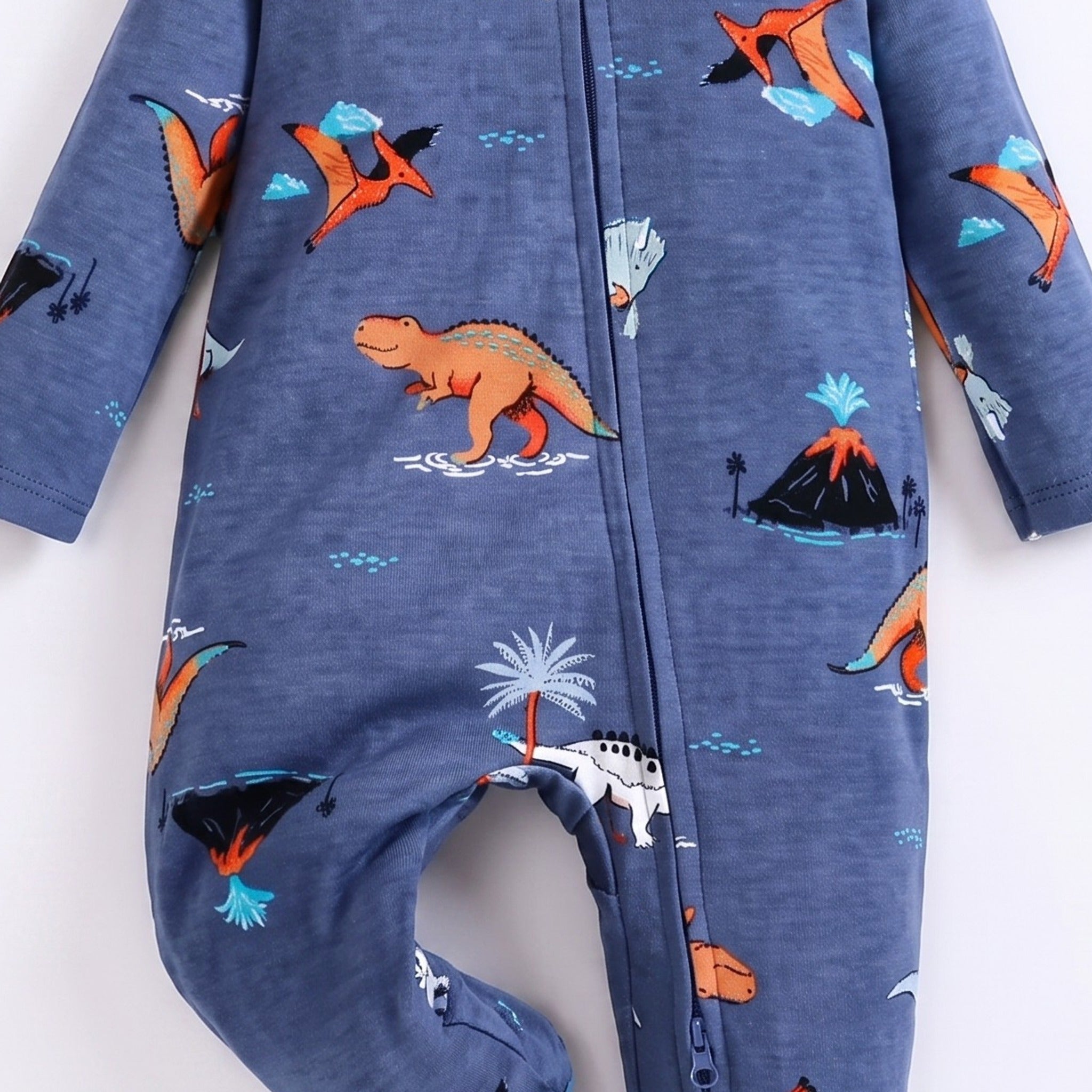 Midnight Dino Footed Pajama - fabric detail