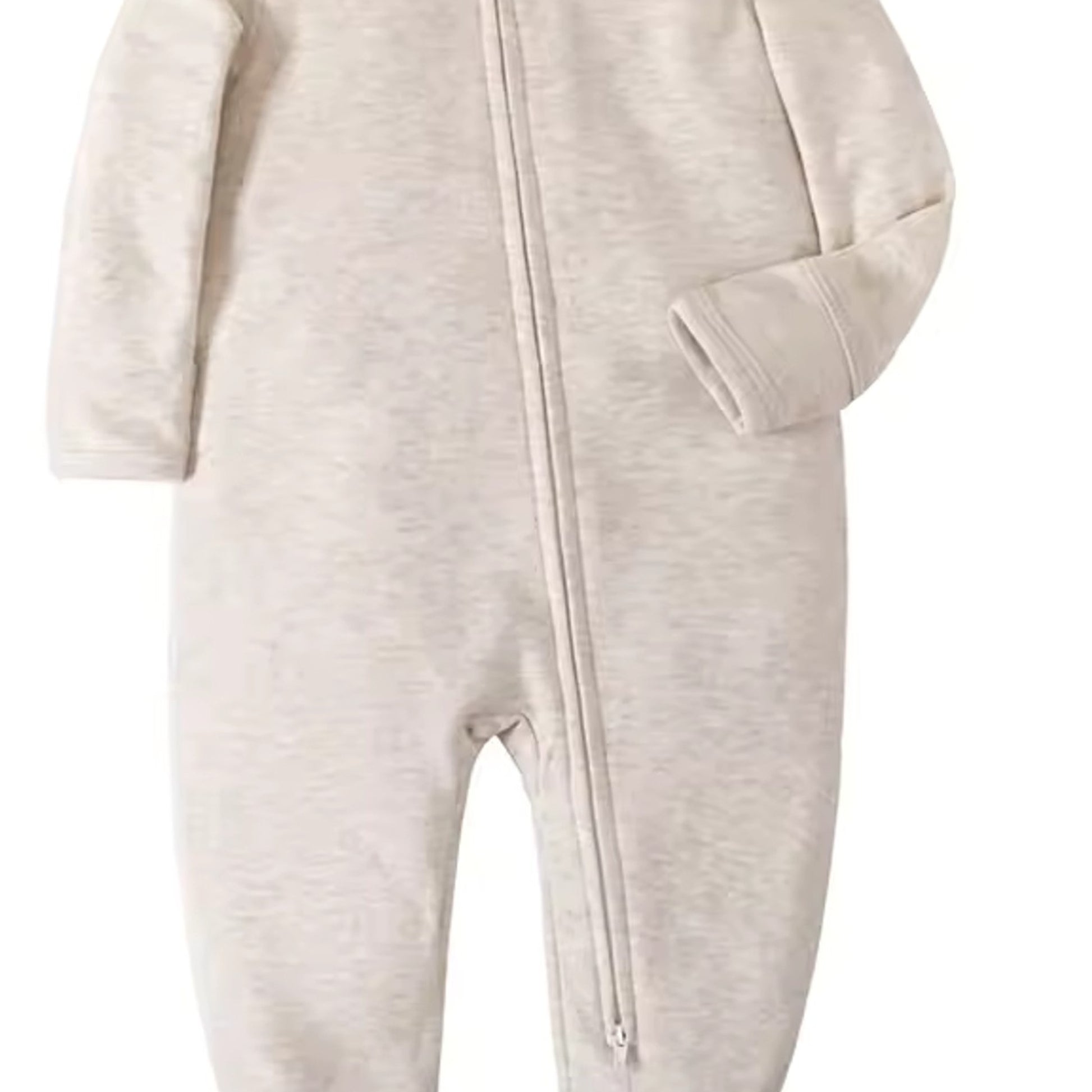 Oatmeal Solid Footed Pajama - fabric detail